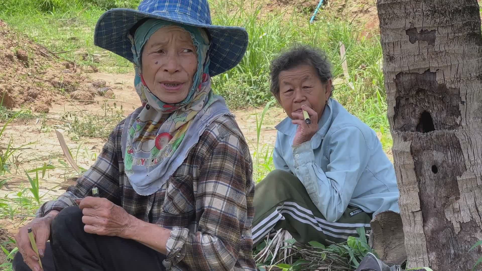Elderly Women Resting in Rural Asian Countryside Free Stock Video ...