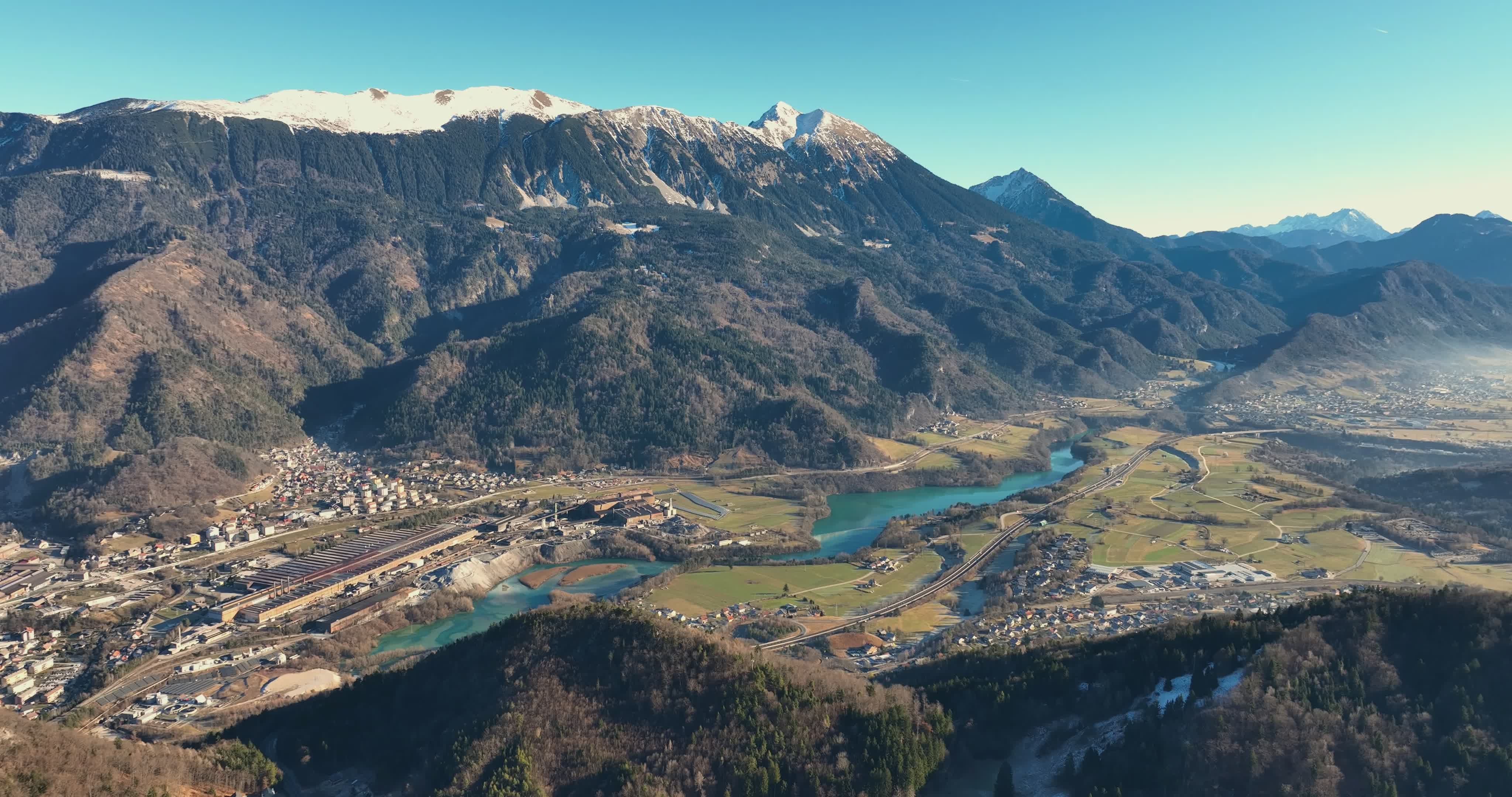 Stunning Aerial View of Alpine Valley Free Stock Video Footage, Royalty ...