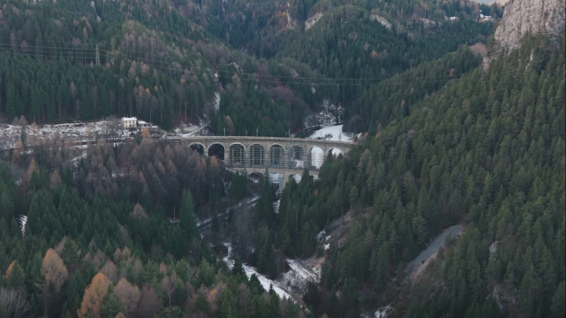 Aerial View of Scenic Alpine Railway Viaduct Free Stock Video Footage ...