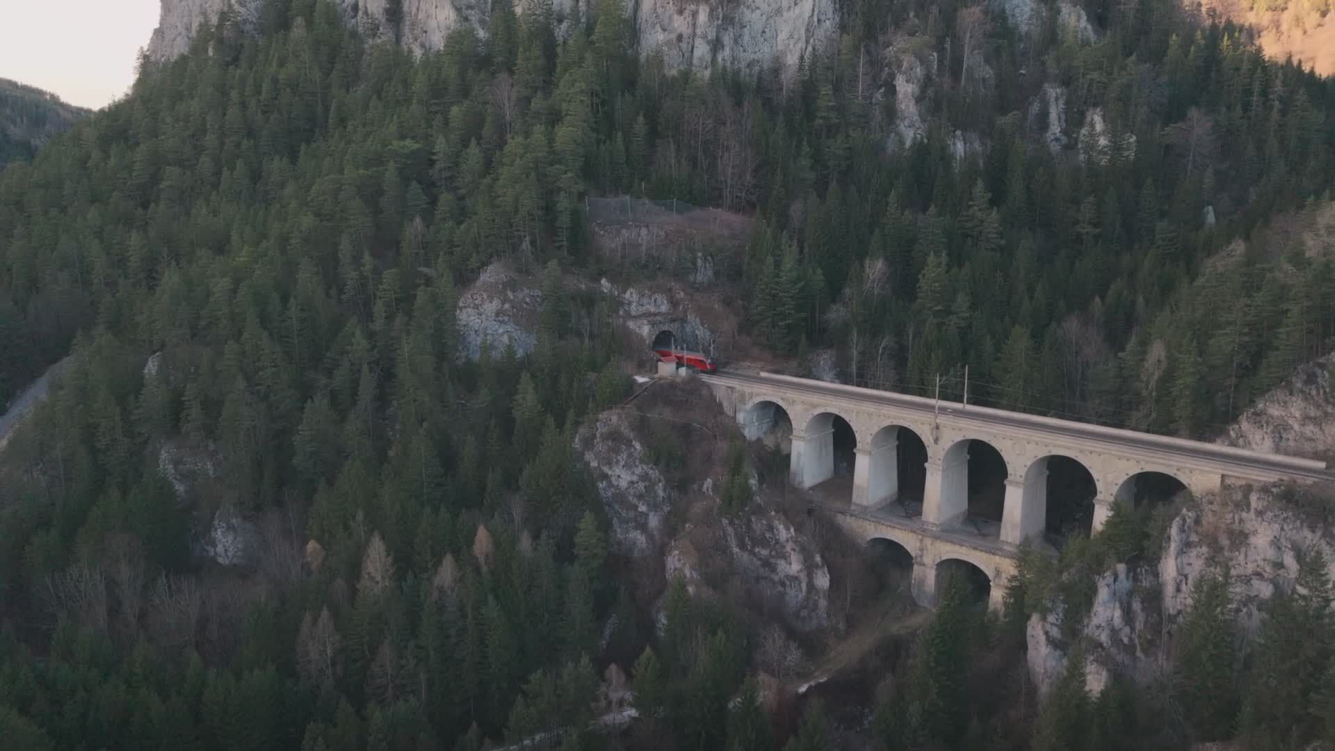Scenic Train Journey through Alpine Viaduct Free Stock Video Footage ...