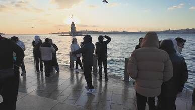 scenic sunset by the maiden s tower in istanbul