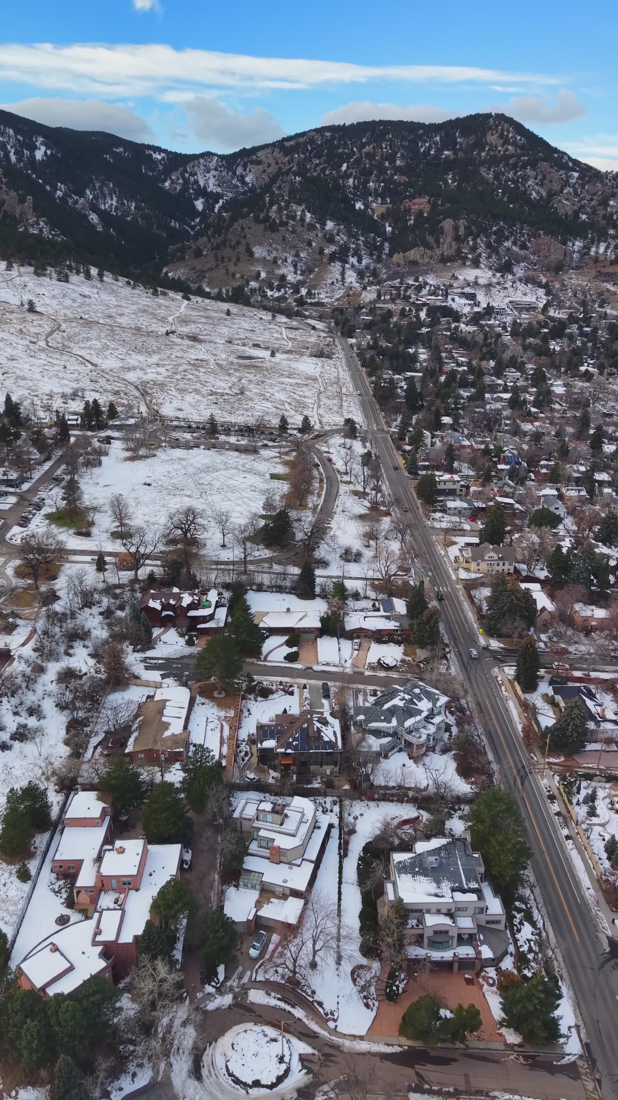 Snowy Mountain Town Aerial View in Winter Free Stock Video Footage ...