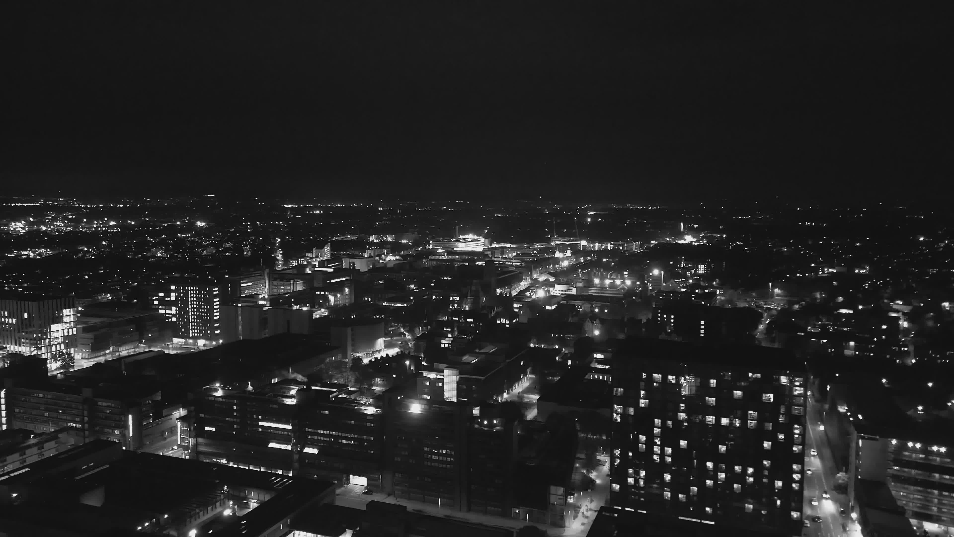 Aerial Night View of Illuminated City Skyline Free Stock Video Footage ...