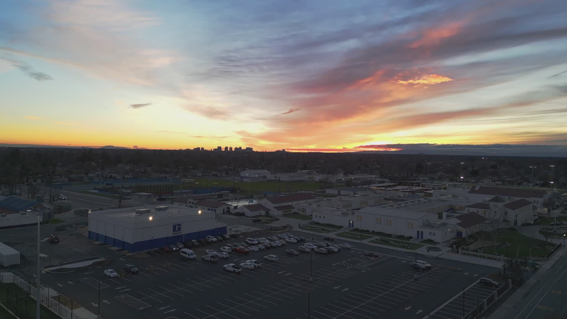 aerial view of cityscape at colorful sunset 35557010 — free pexels stock footage