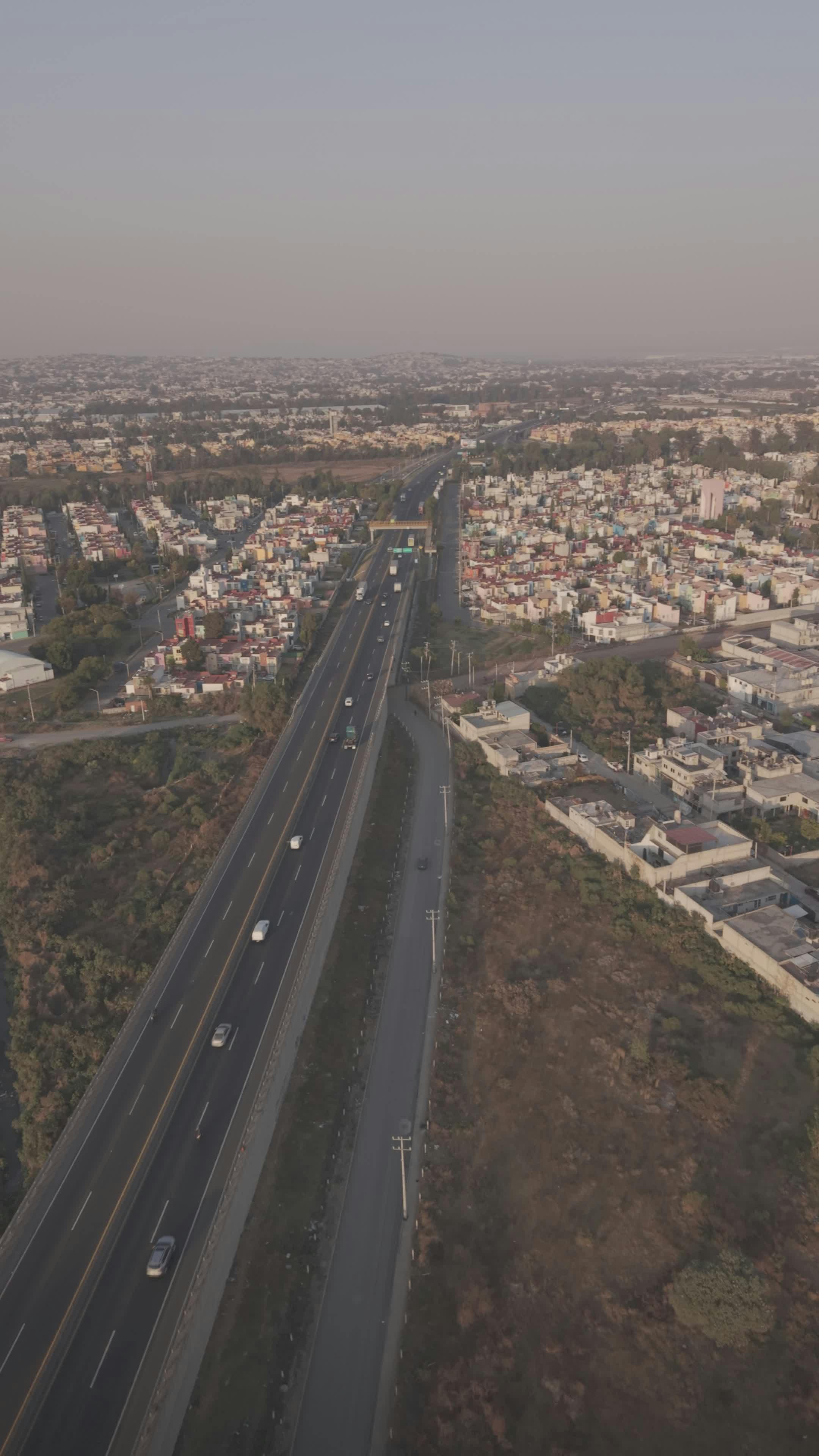 aerial view of highway and suburban area at twilight 35557462