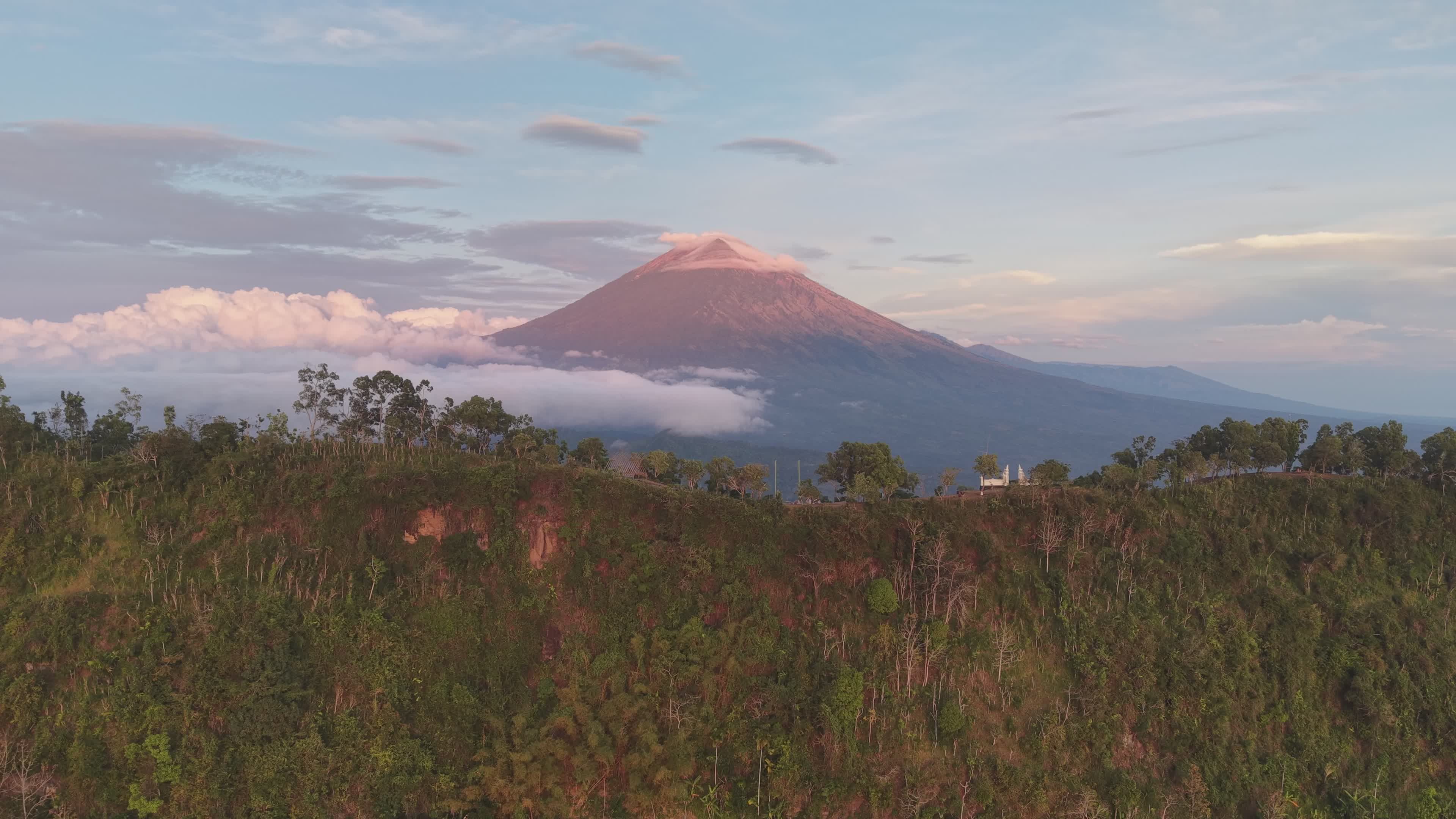 Aerial View of Majestic Volcano at Sunrise Free Stock Video Footage ...