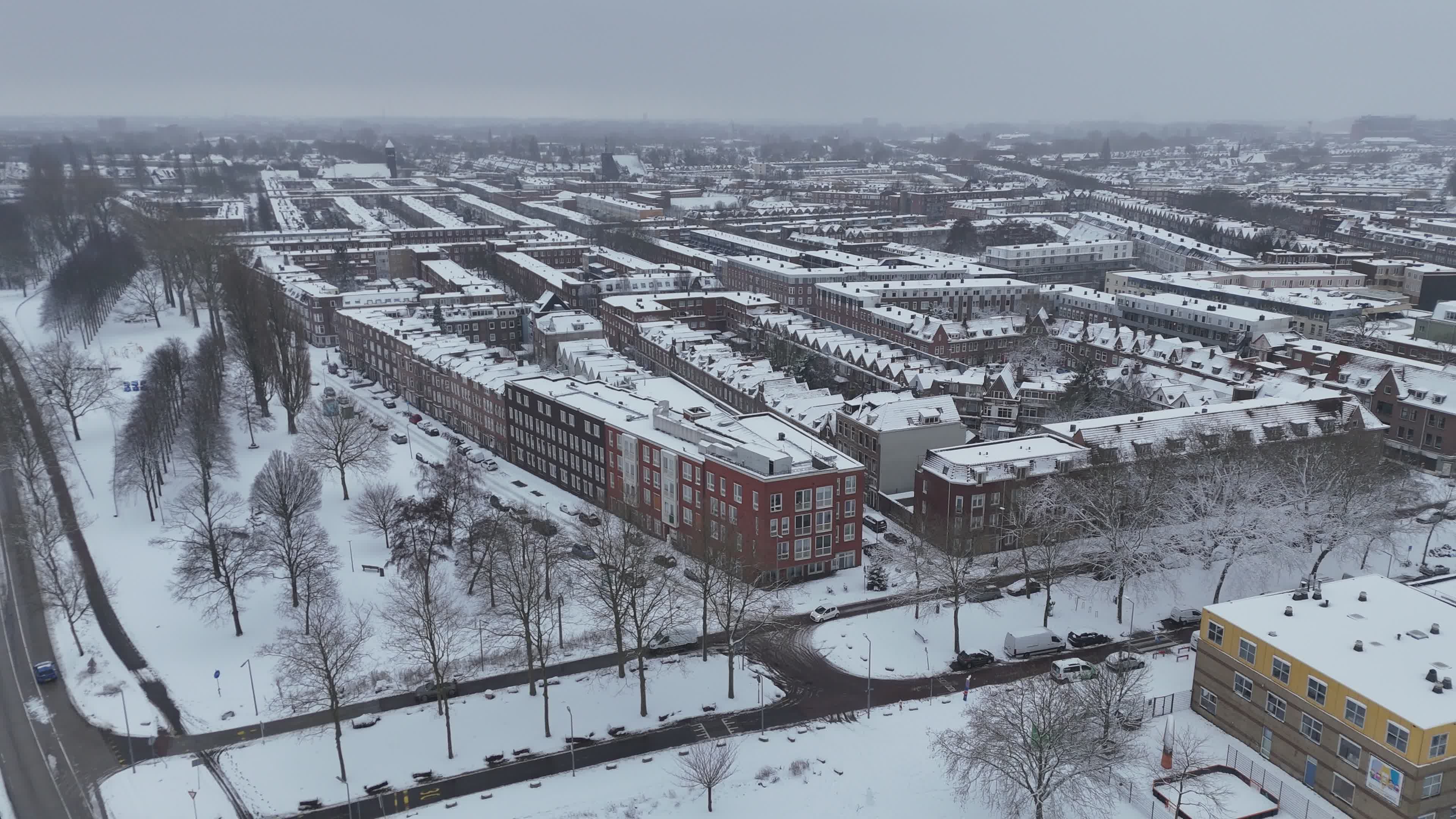 Aerial Winter View of Snowy Rotterdam Cityscape Free Stock Video ...