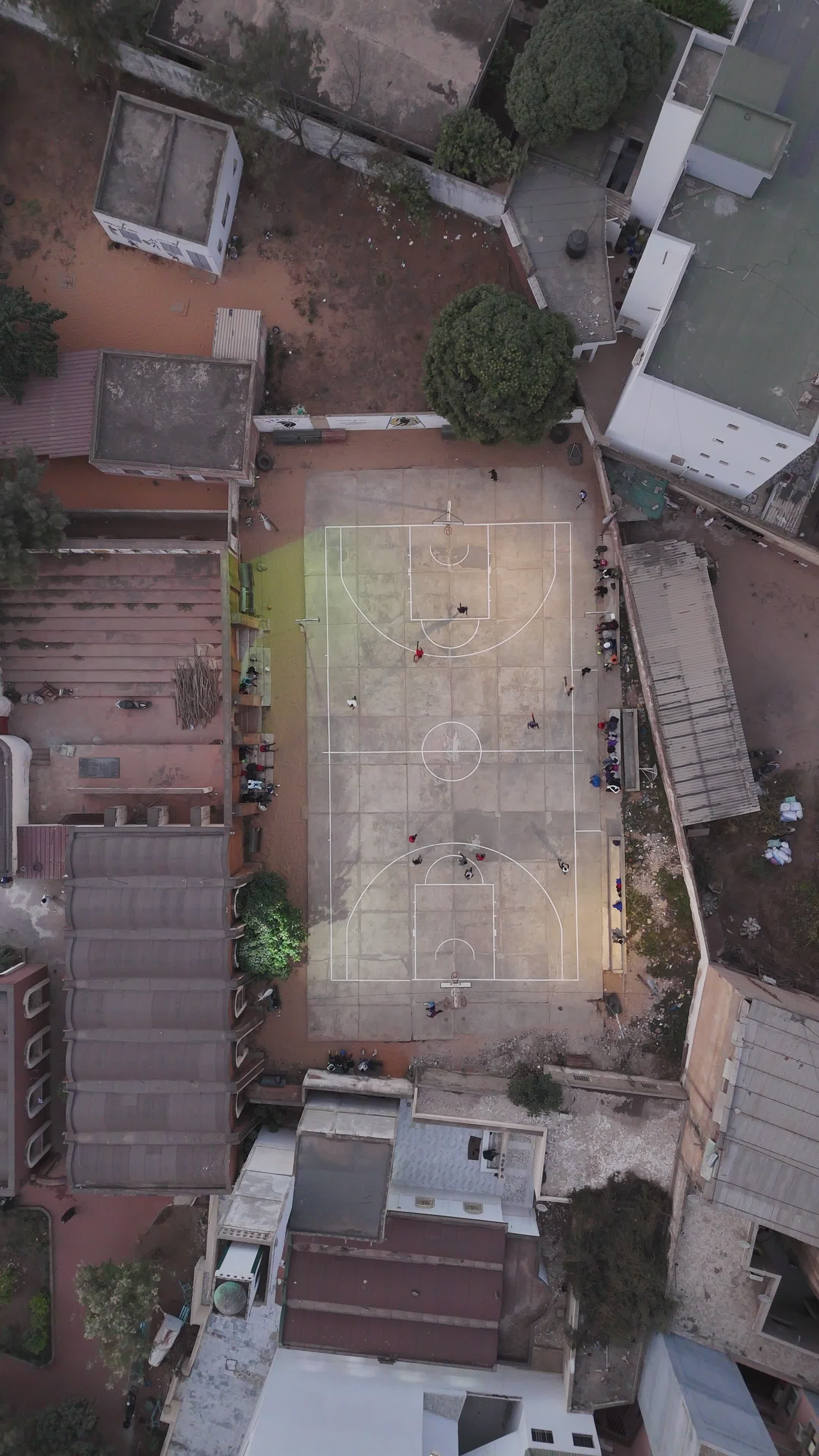 Aerial View of Empty Outdoor Basketball Court Free Stock Video Footage ...
