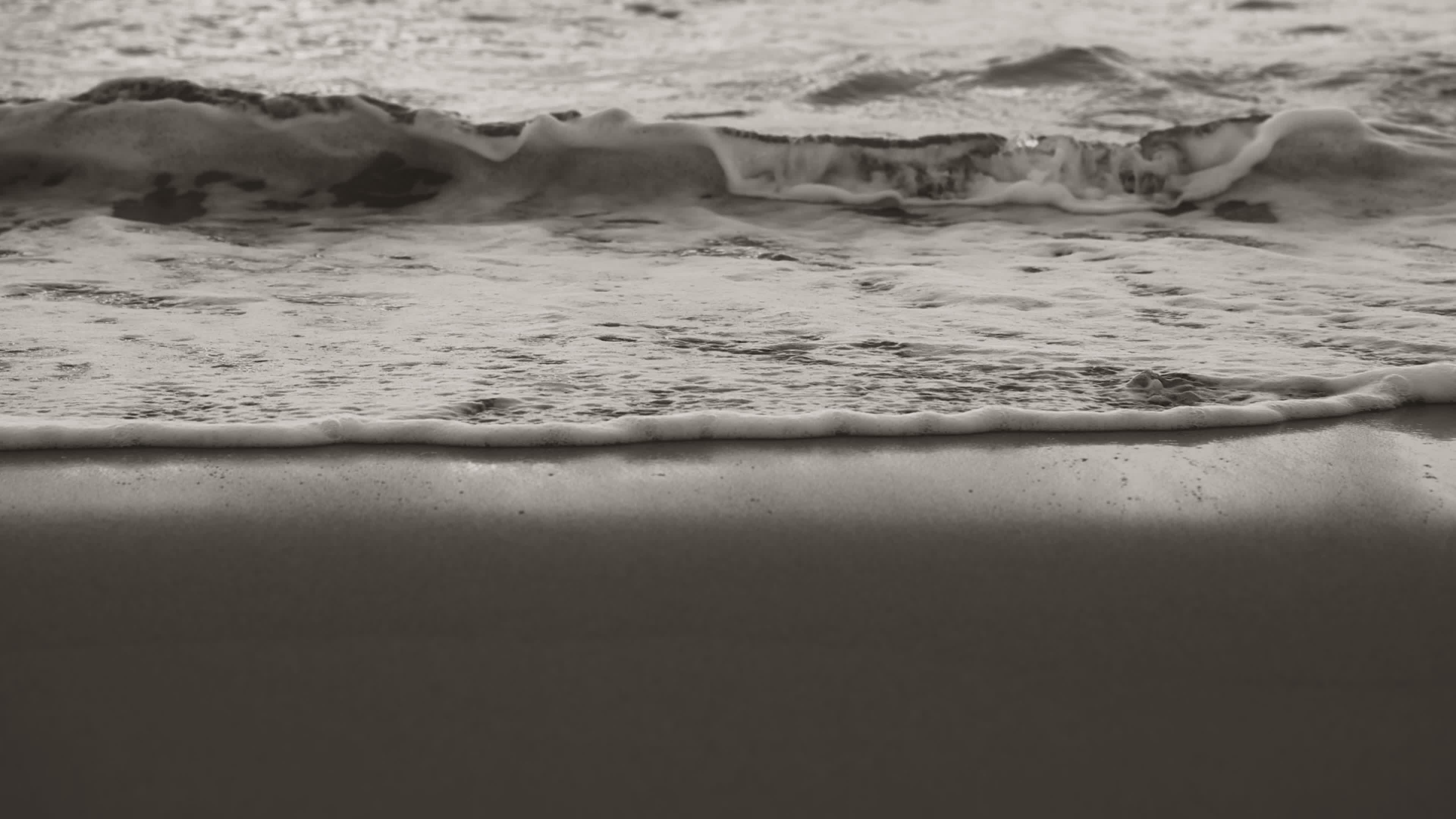 Calming Black and White Ocean Waves on Beach Shore Free Stock Video ...