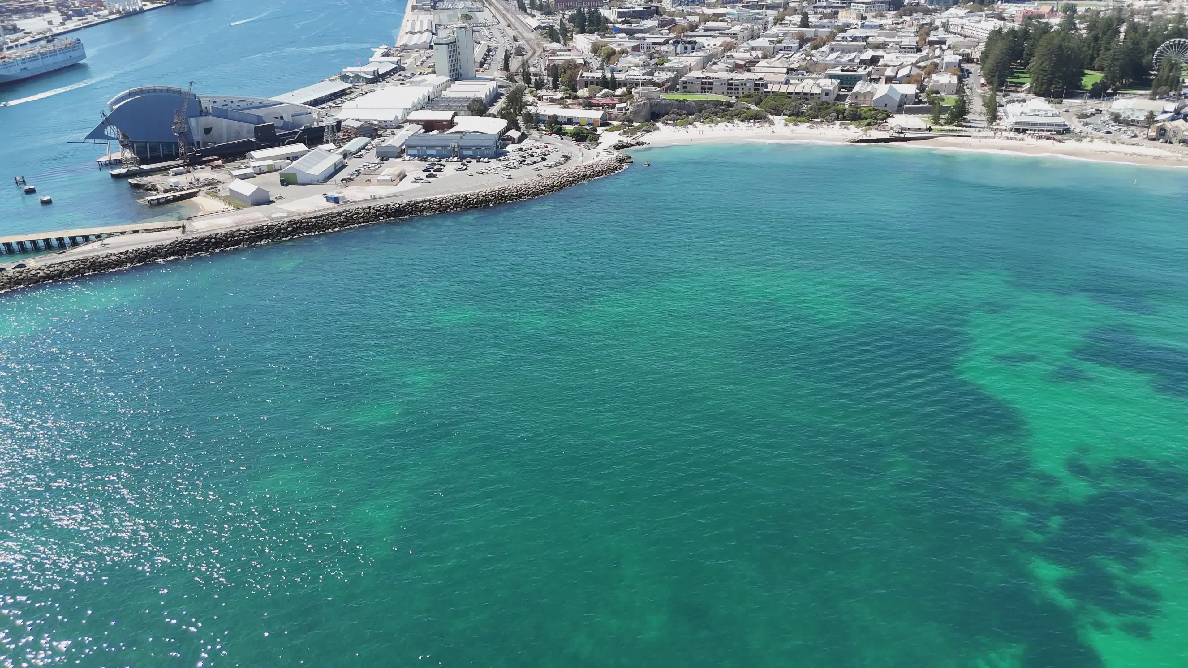 Aerial View of Coastal City and Harbor Free Stock Video Footage ...
