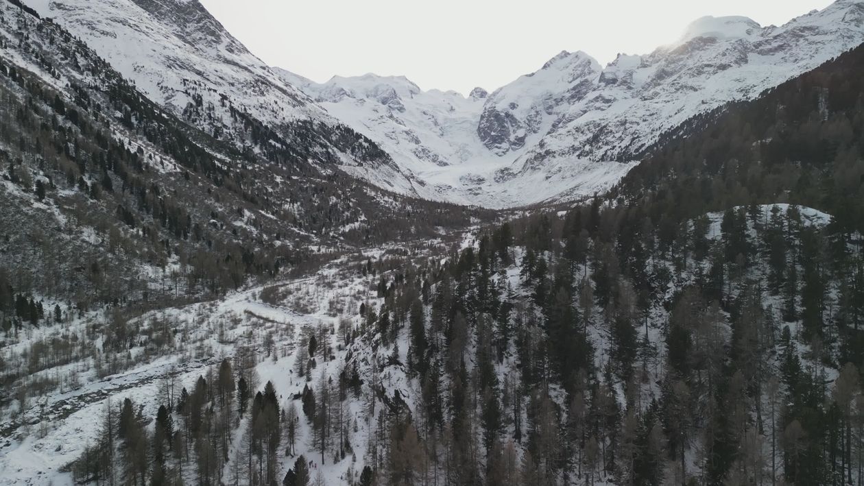 Aerial View of Snowy Mountain Landscape Free Stock Video Footage ...