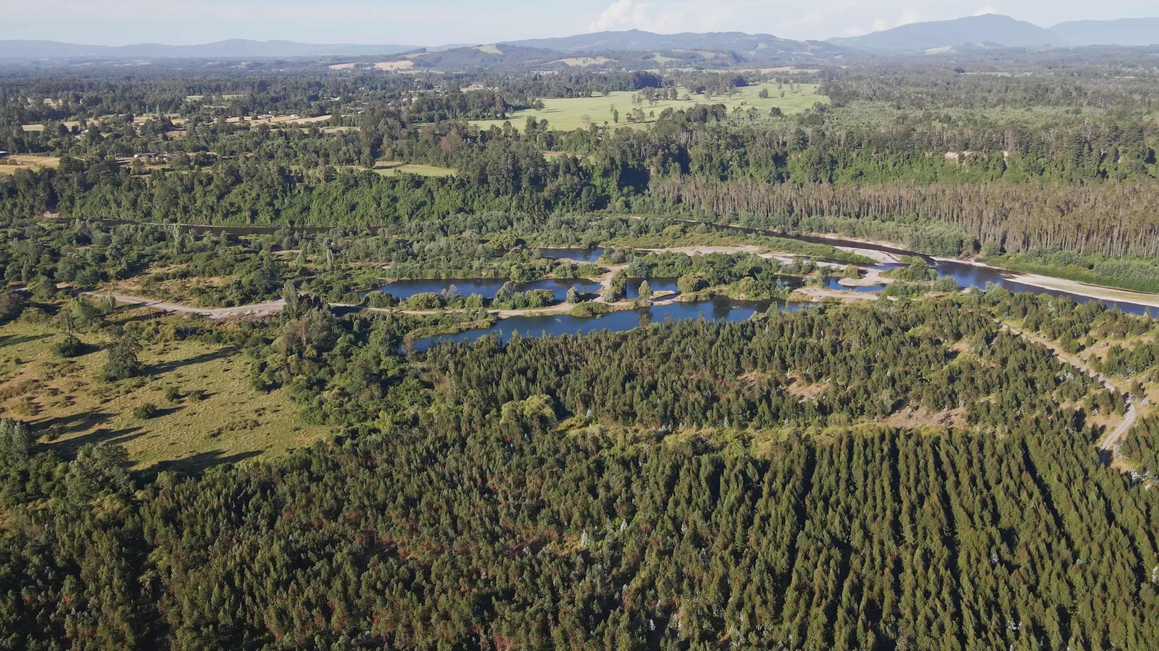 Aerial View of Lush Green Landscape with Rivers Free Stock Video ...