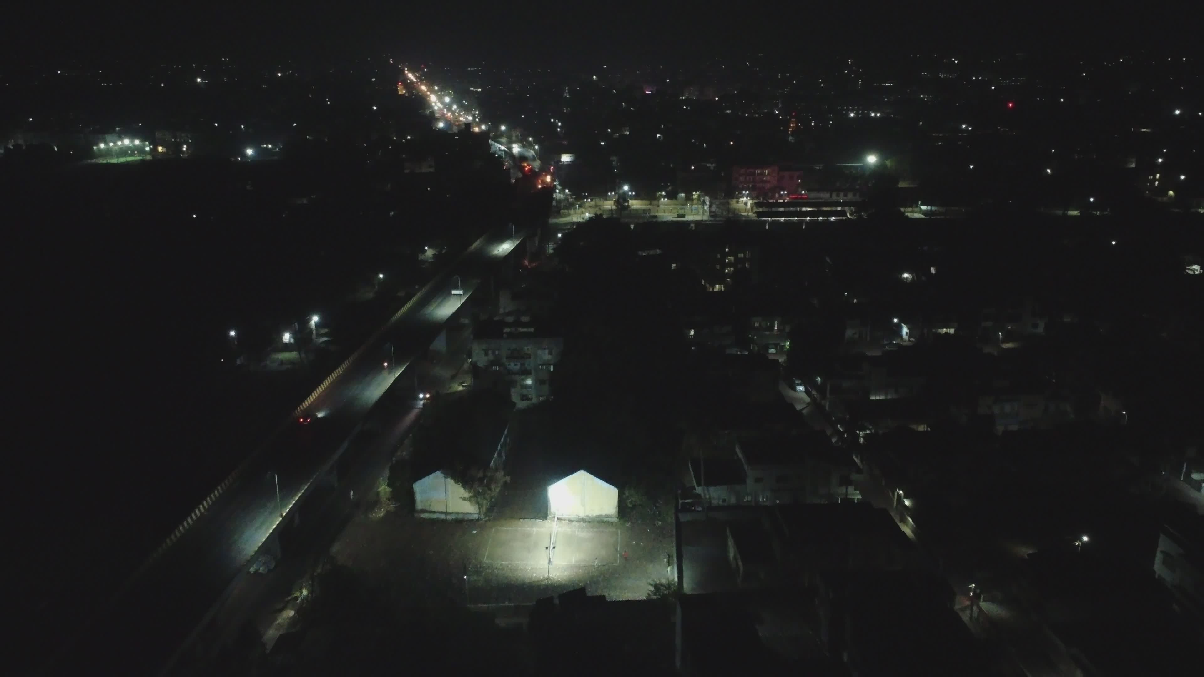 aerial view of vibrant nighttime cityscape 35654715