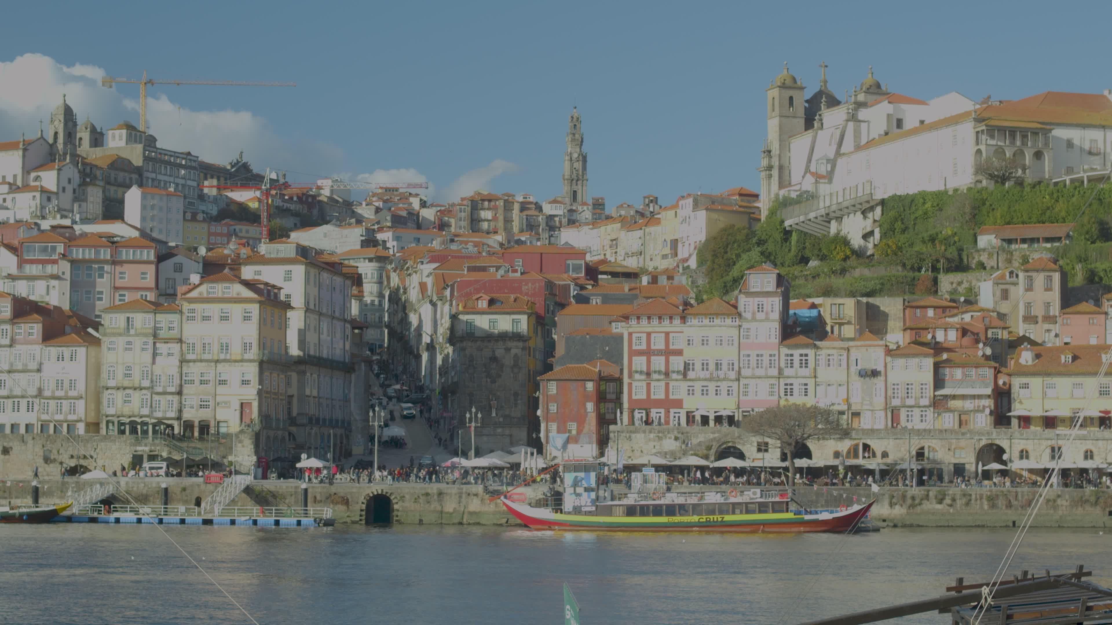 Scenic View of Porto City's Iconic Riverside Free Stock Video Footage ...