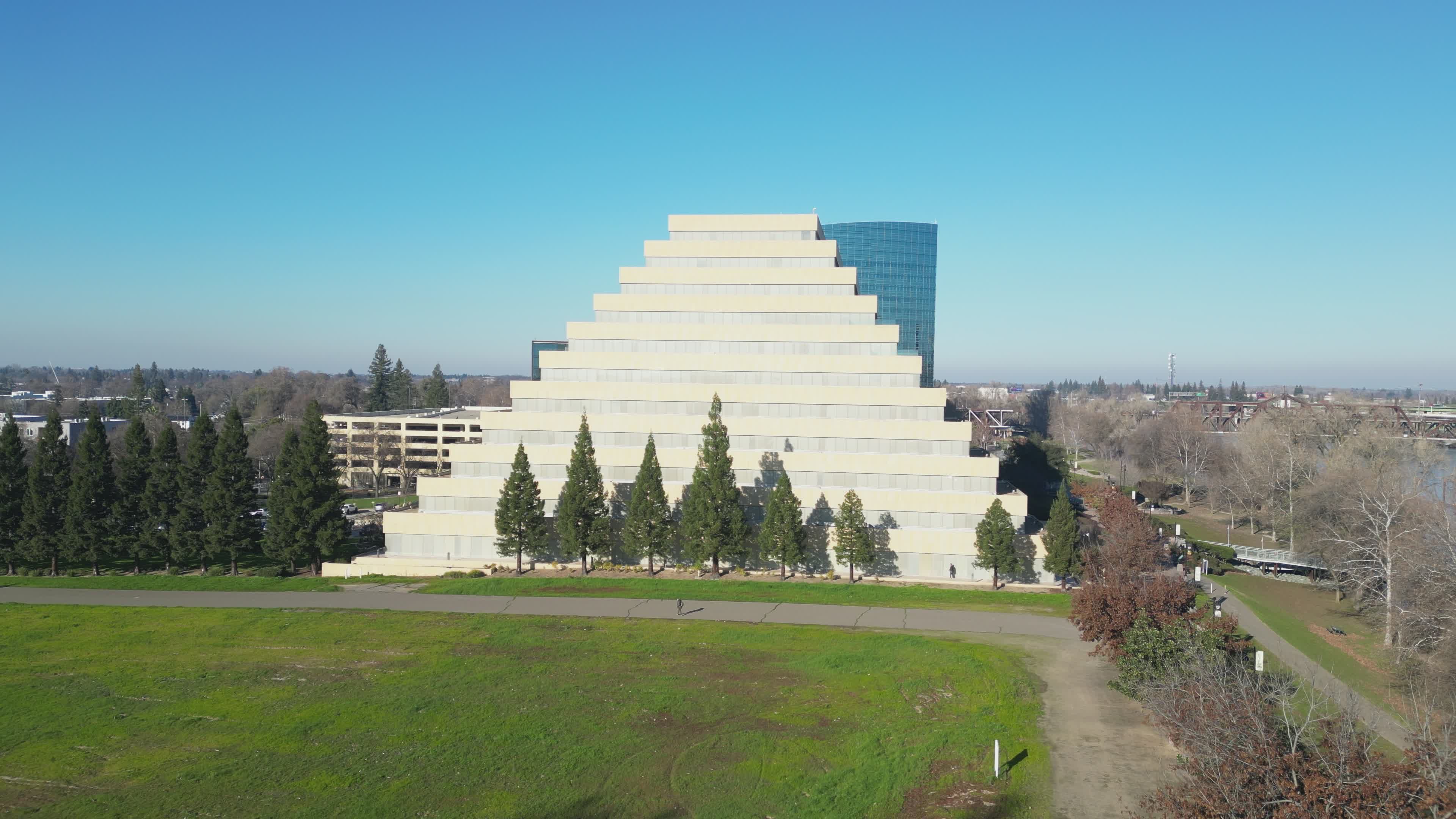 Aerial View of Sacramento's Pyramid Building Free Stock Video Footage ...
