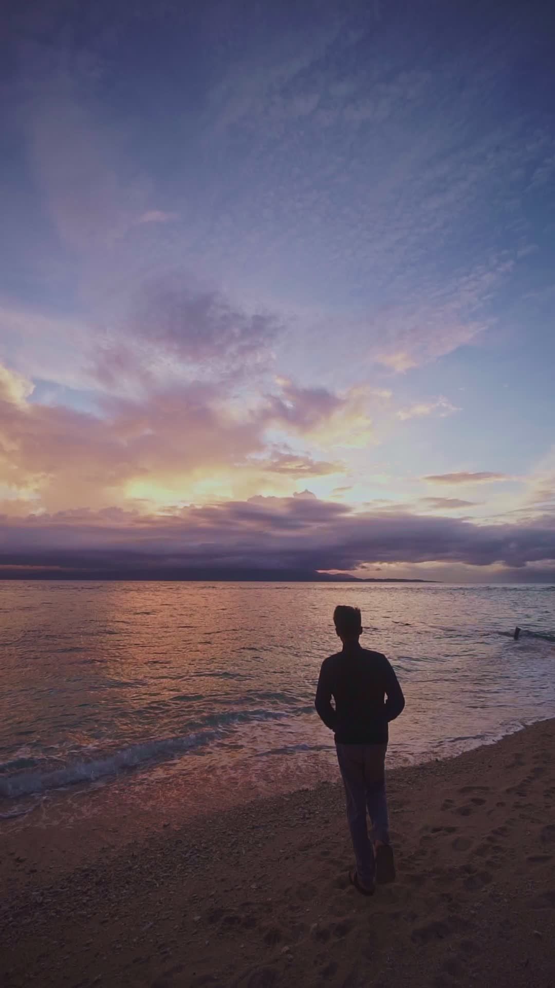 Peaceful Beach Sunset with Silhouette Free Stock Video Footage, Royalty ...