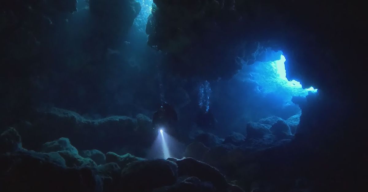 Cave Video Enthralling Underwater Cave Exploration Free Stock Video Footage ...
