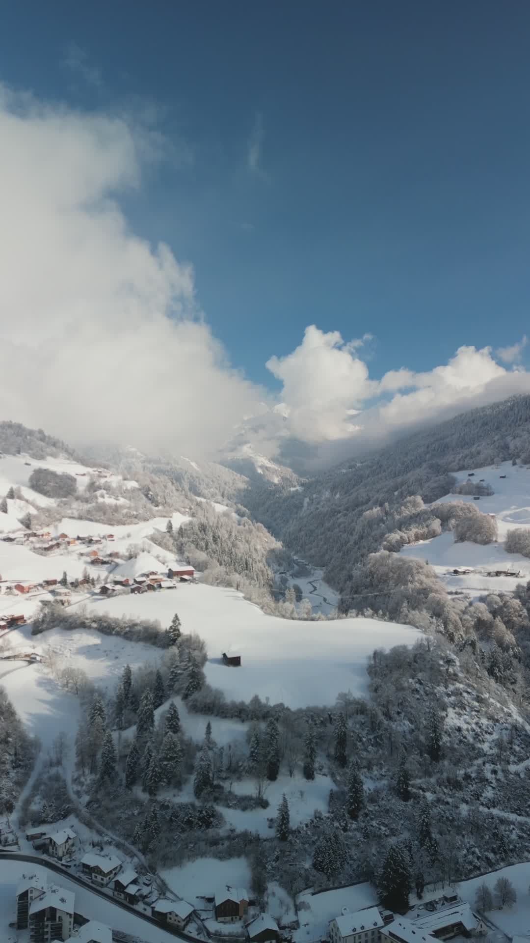 Scenic Winter Aerial View of Snowy Valley Free Stock Video Footage ...
