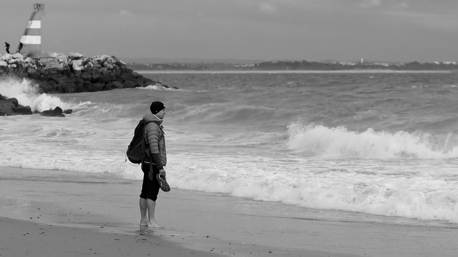 Contemplative Moment by the Atlantic Ocean Free Stock Video Footage ...