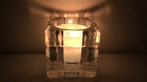 Candle Light On Glass Candle Holder