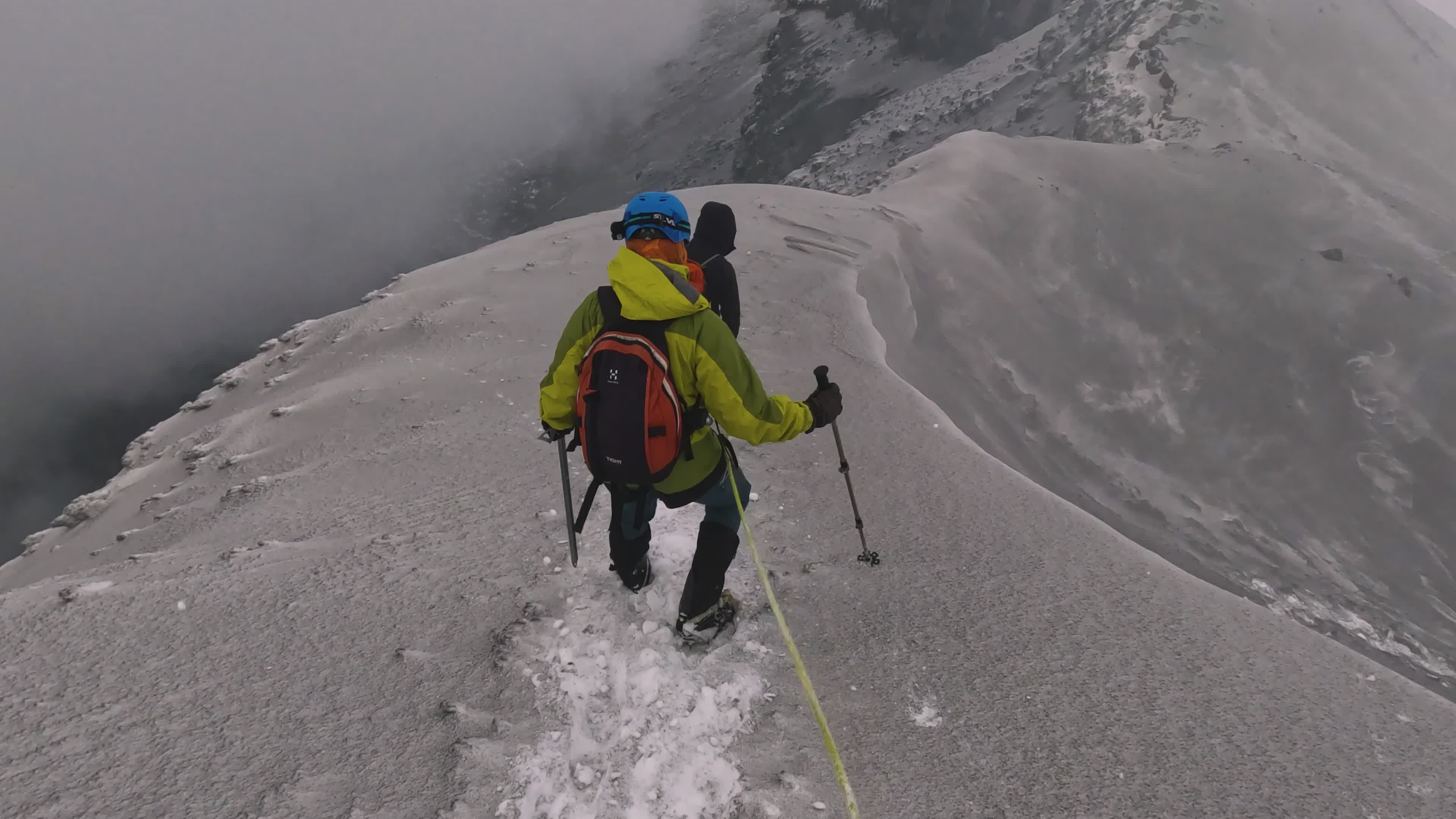 Trekking the Snow-Capped Cotopaxi Volcano Ridge Free Stock Video ...