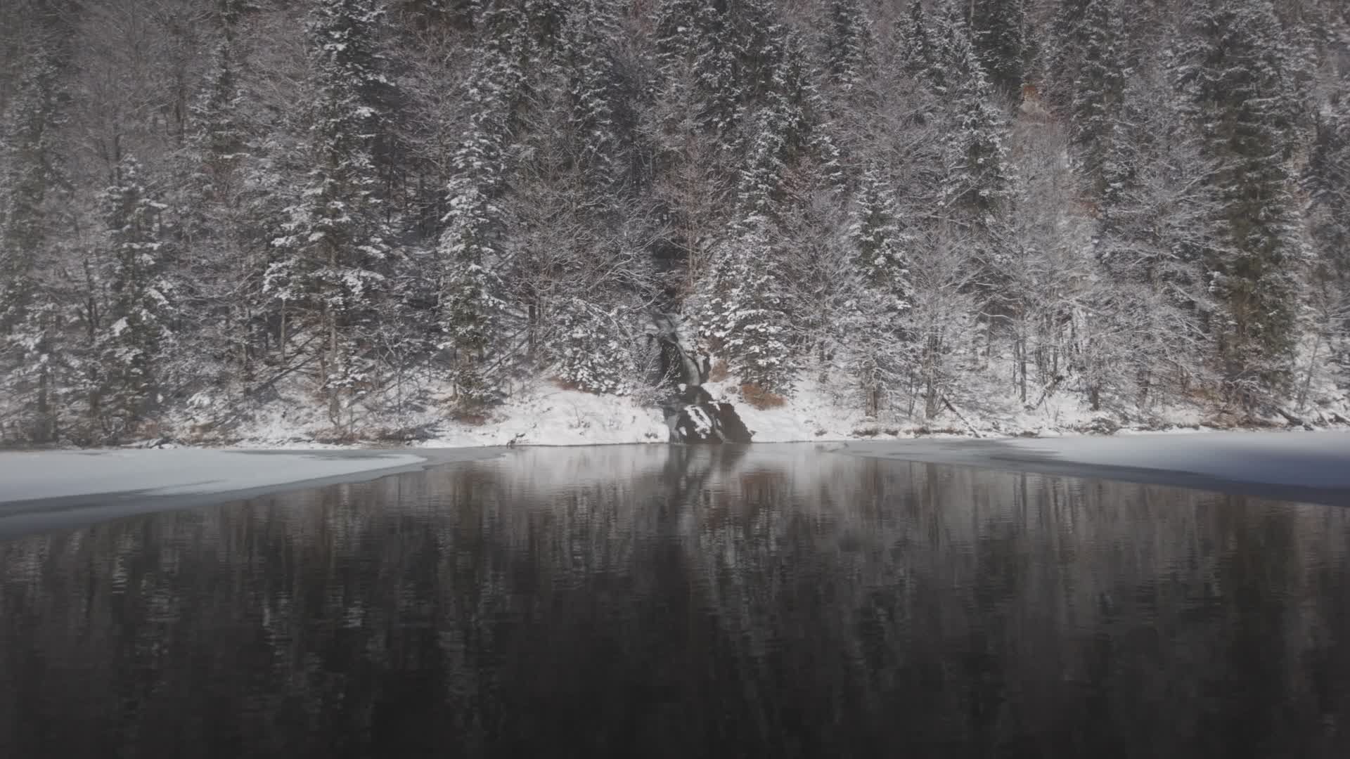Serene Winter Lake Reflecting Snowy Forest Free Stock Video Footage ...