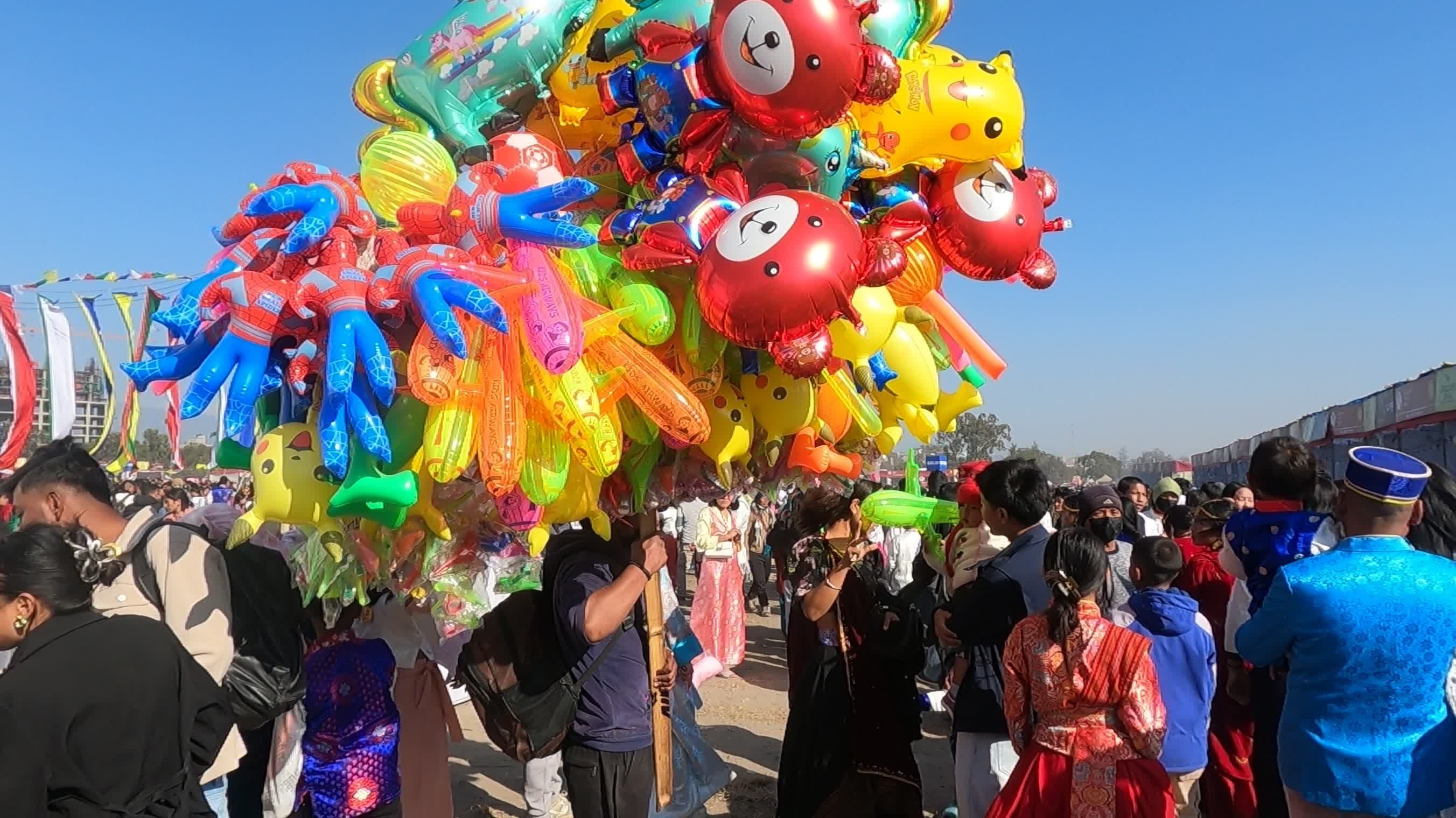 Colorful Festival Balloons and Crowds Daytime Scene Free Stock Video ...