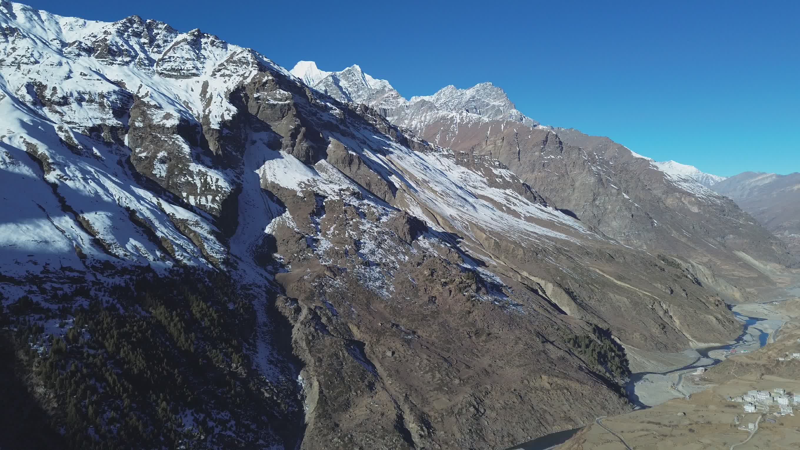 Dramatic Aerial View of Snowy Manali Mountains Free Stock Video Footage ...