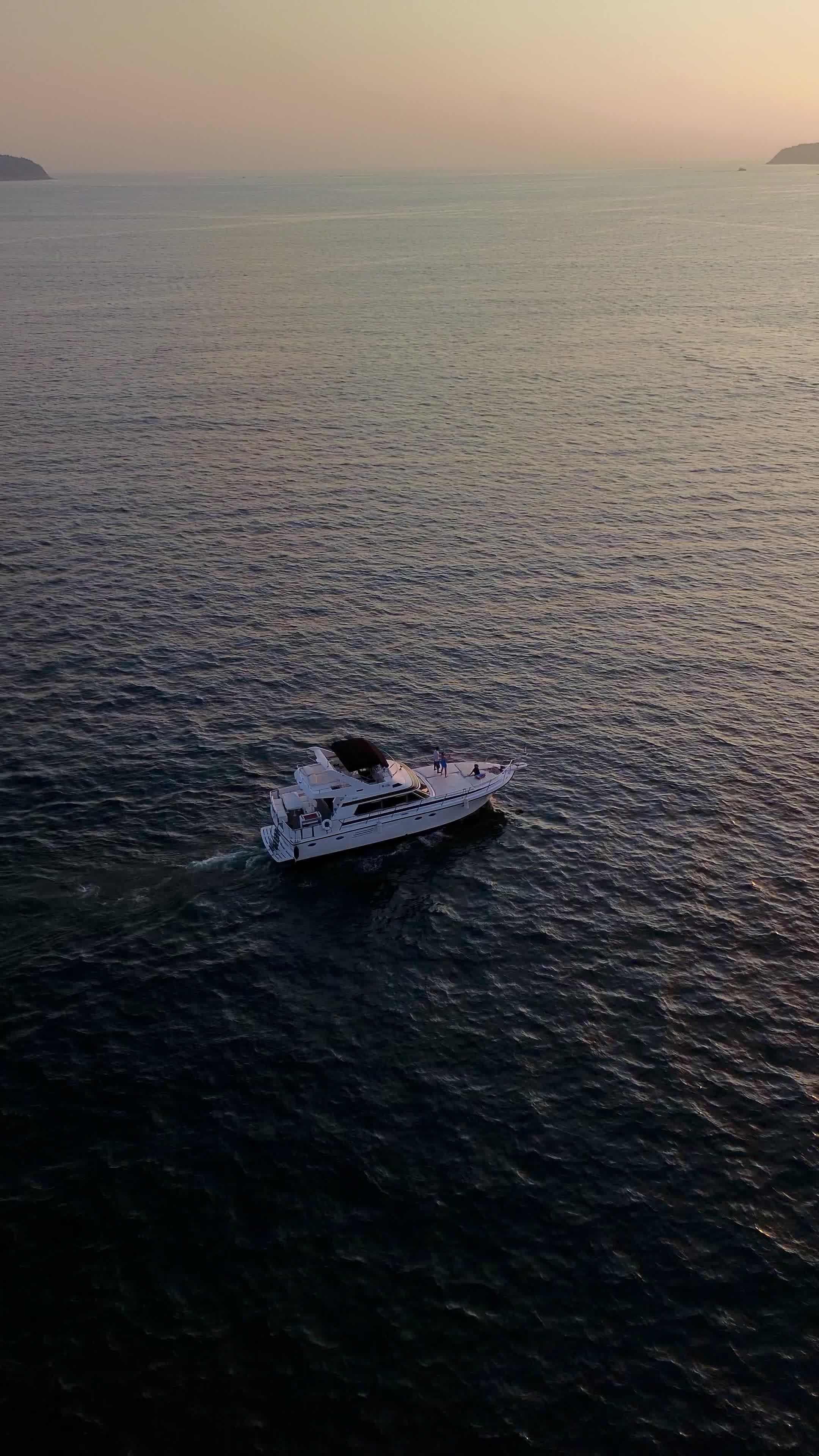 Sunset Aerial View of Boat on Calm Ocean Free Stock Video Footage ...