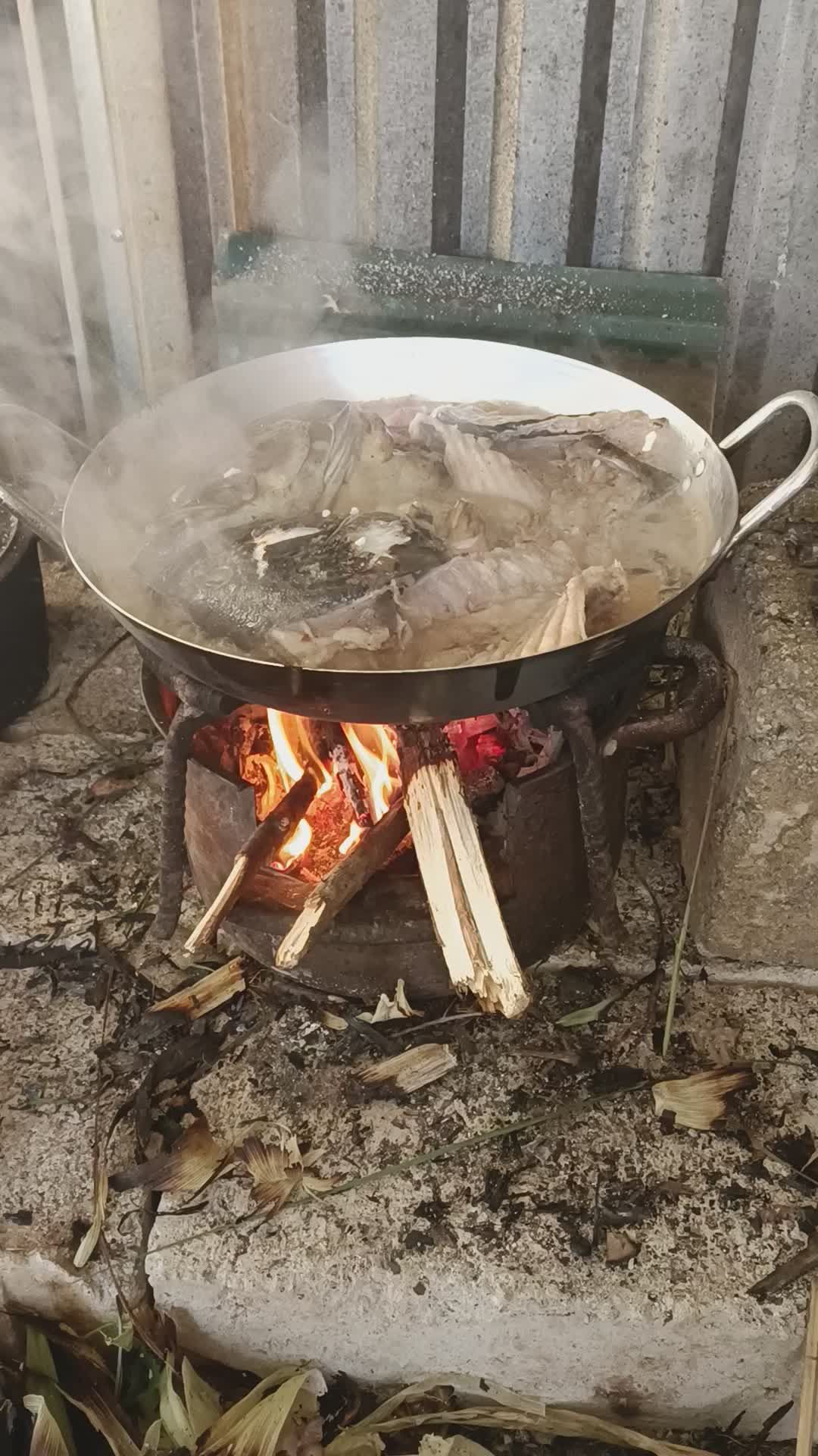 Traditional Outdoor Cooking Over Open Fire Free Stock Video Footage ...
