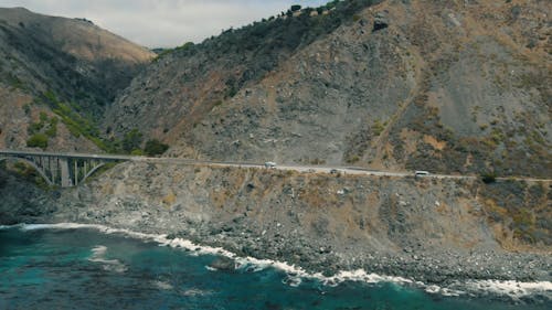Highway One Built Along The Mountain Coast Of California