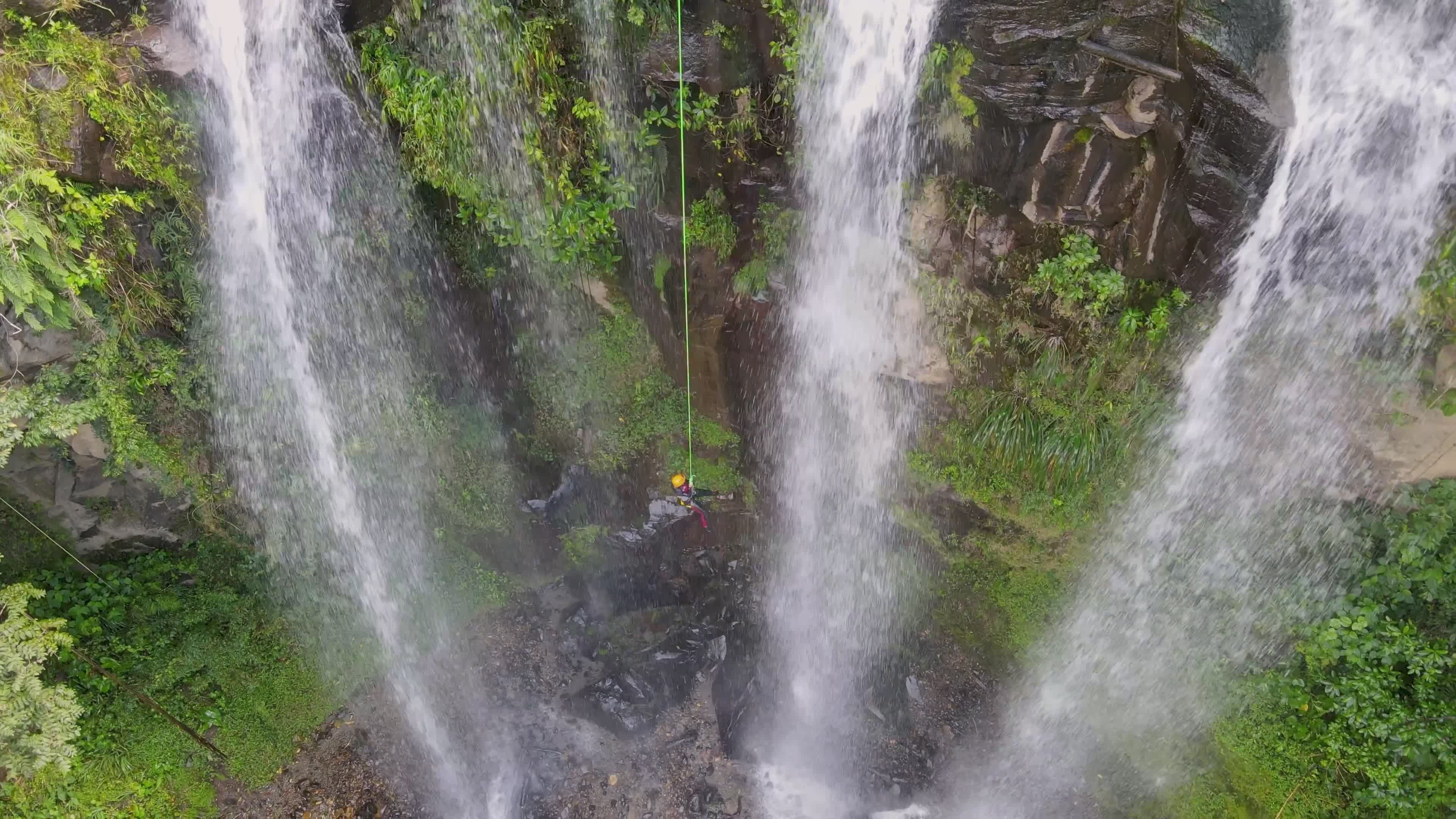 Drone Captures Thrilling Waterfall Adventure Free Stock Video Footage ...