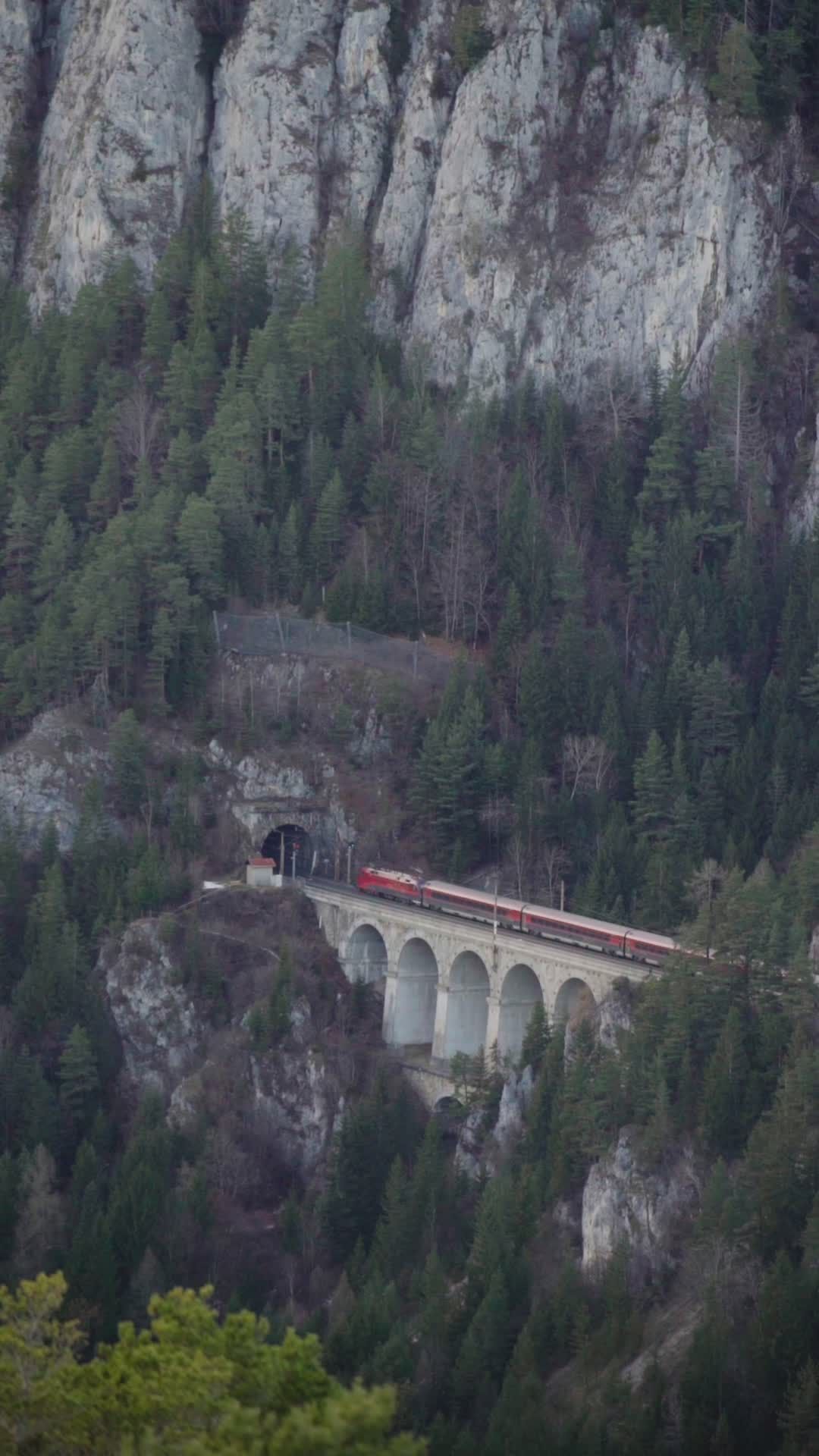 Alpine Viaduct Train Journey in Austria's Dramatic Landscape Free Stock ...
