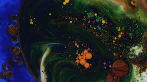 Mixing Colored Liquid Resulting In An Abstract Form