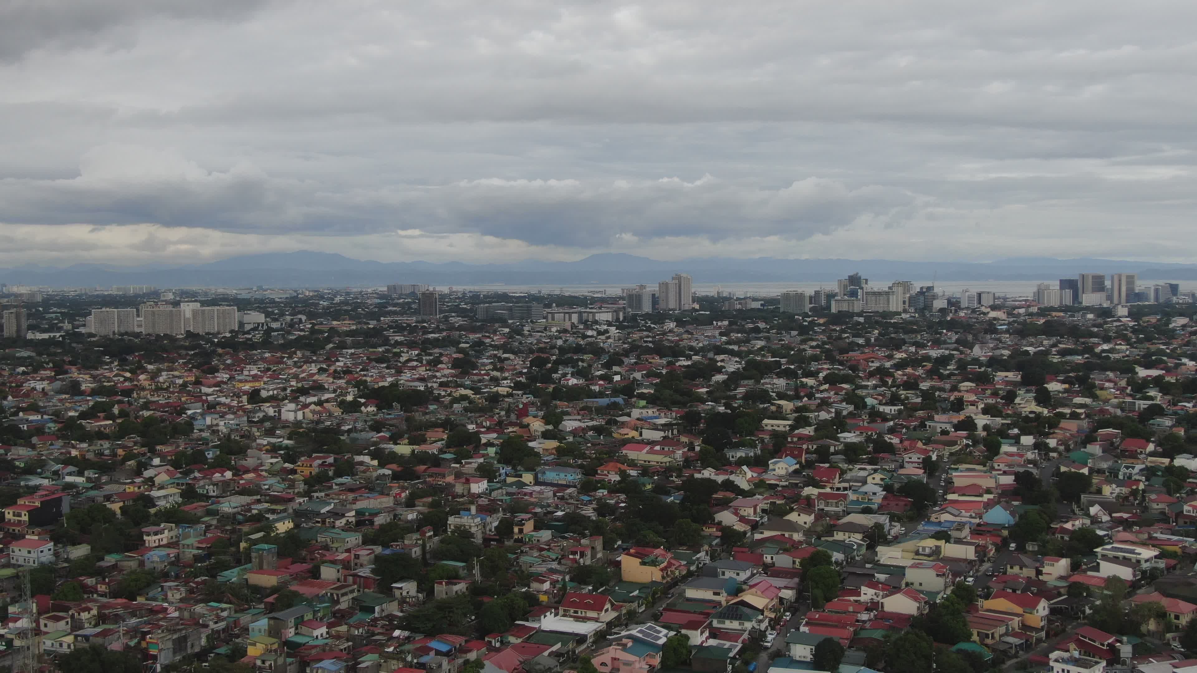 Aerial View of Urban Landscape Under Cloudy Sky Free Stock Video ...