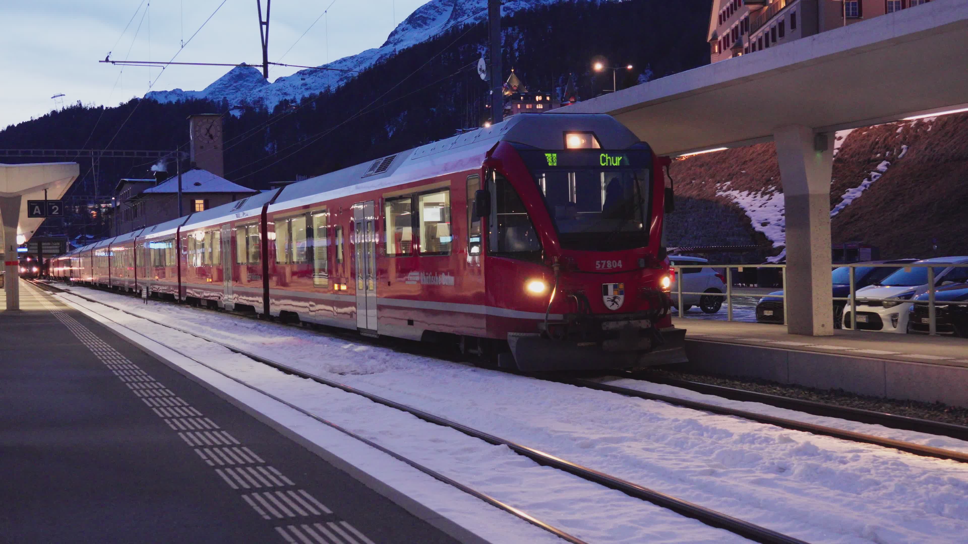 Scenic Winter Train Journey Through Alps Free Stock Video Footage ...