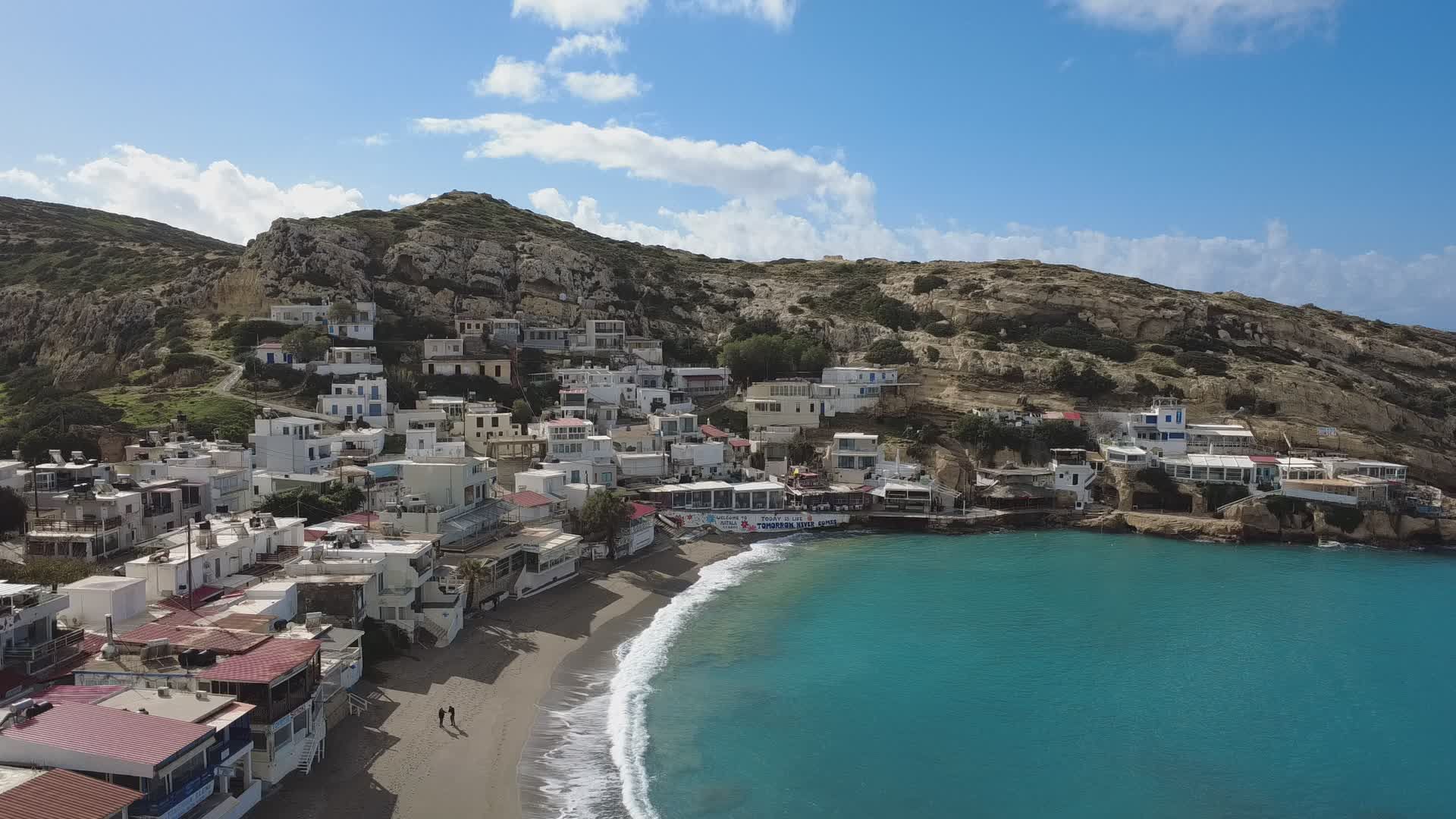 Mathale Viweb Aerial View of Matala Beach in Crete, Greece Free Stock Video Footage ...