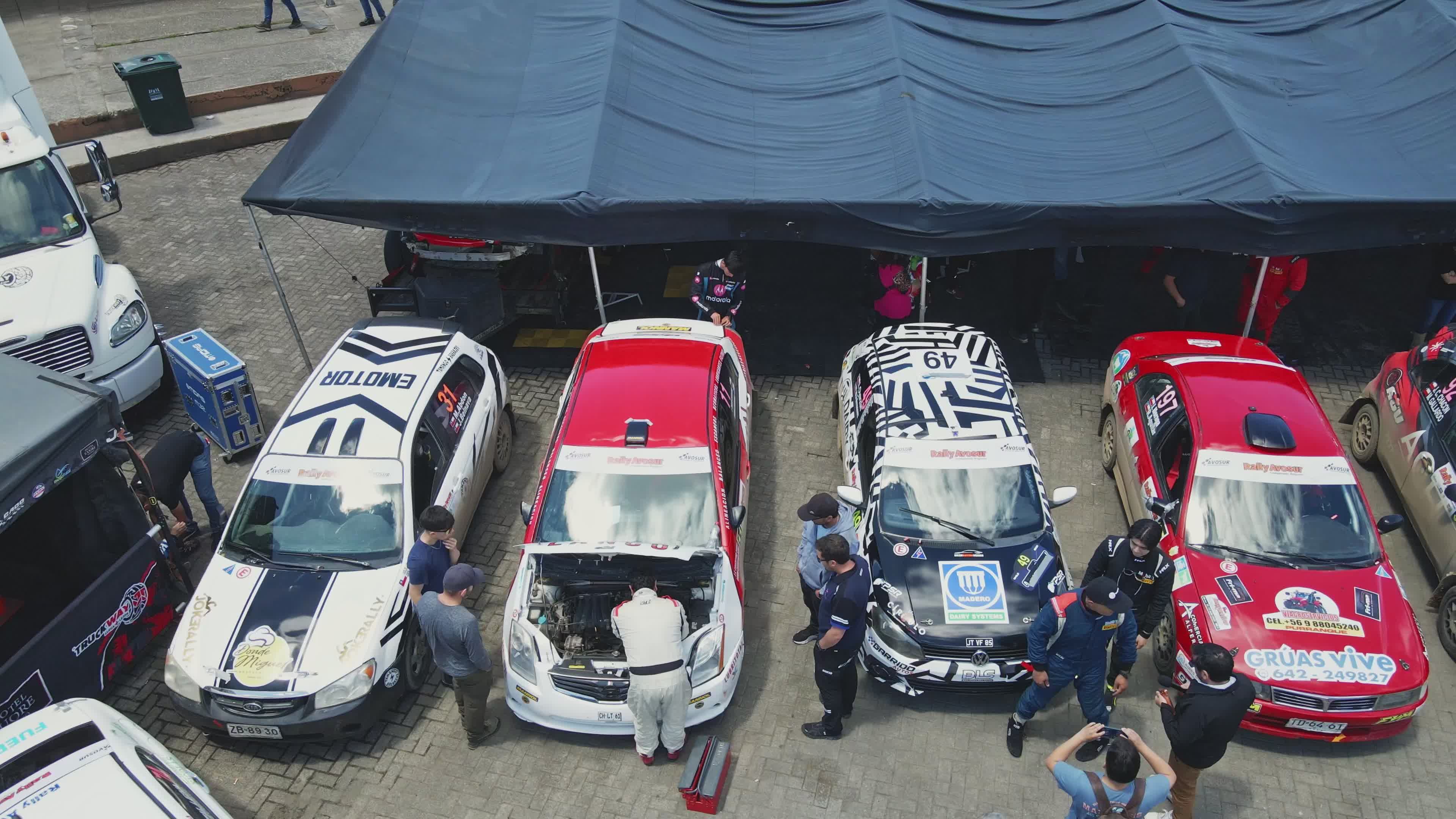 Aerial View of Busy Rally Car Pit Stop Free Stock Video Footage ...