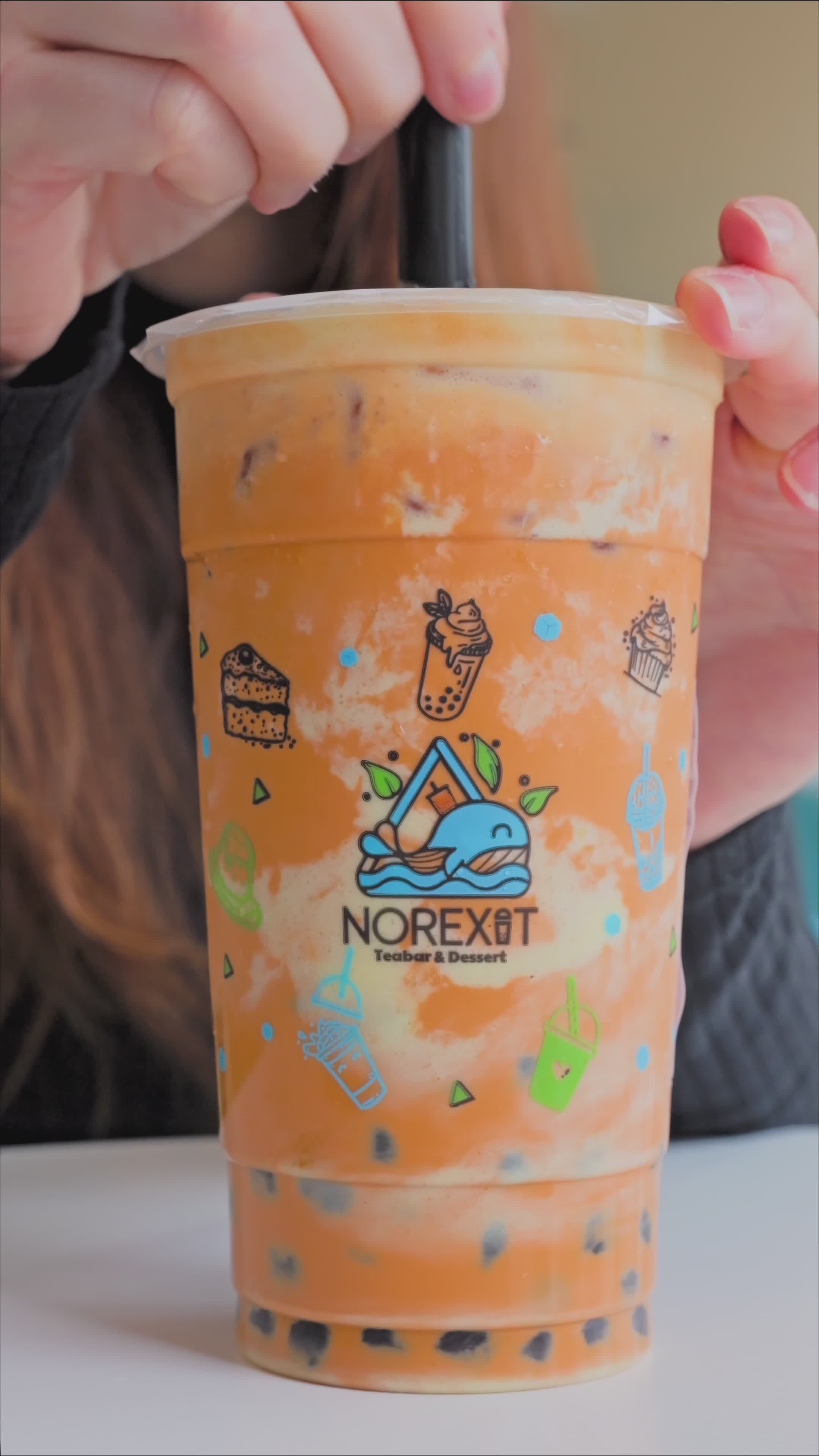 Close-up of Thai Milk Tea with Boba Stirring Free Stock Video Footage ...