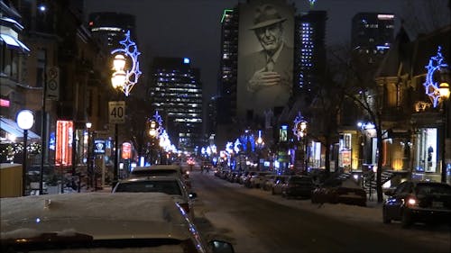 A Street Filled With Christmas Lights Decorations