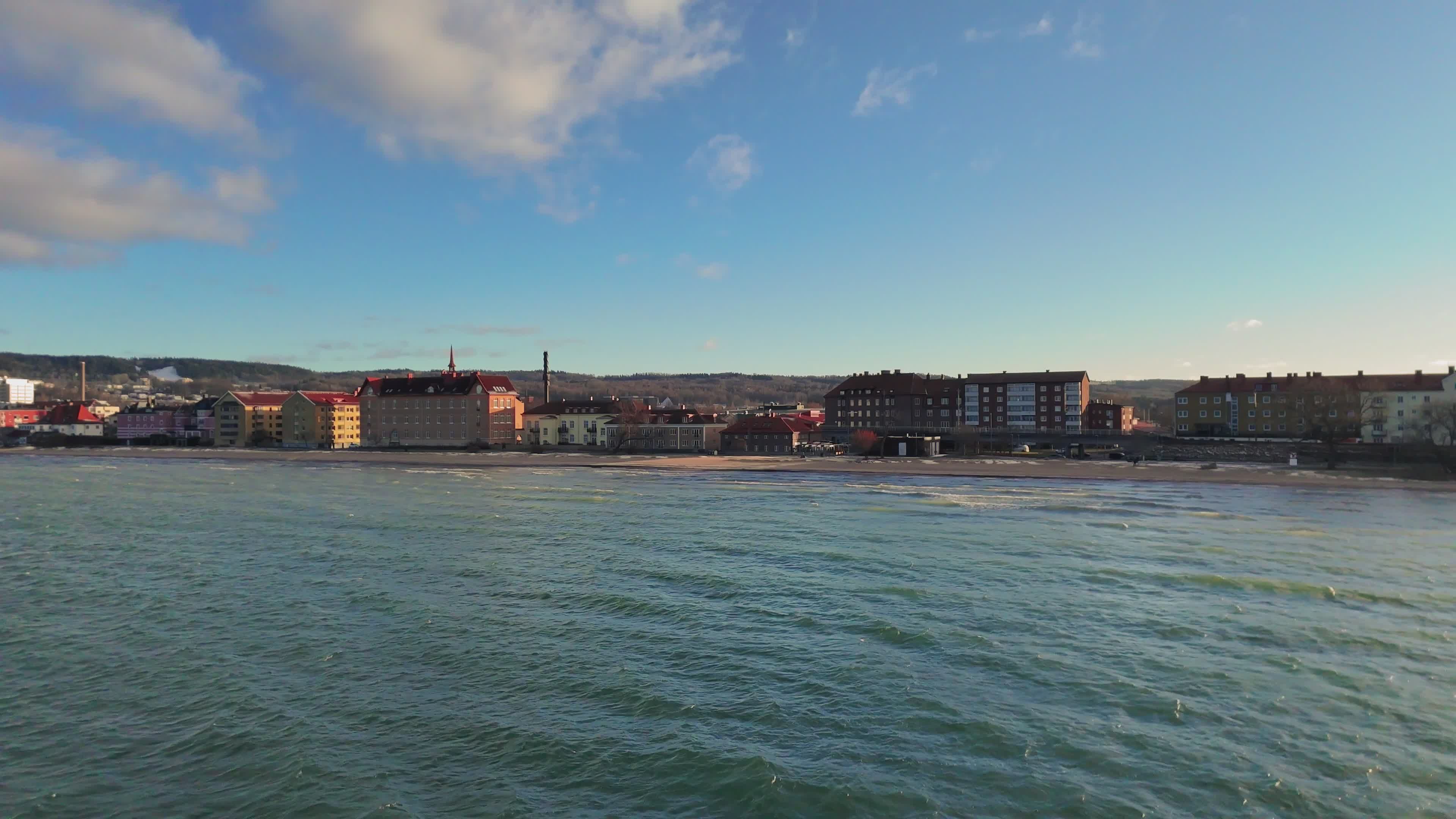 Coastal City Aerial View with Ocean Waves Free Stock Video Footage ...