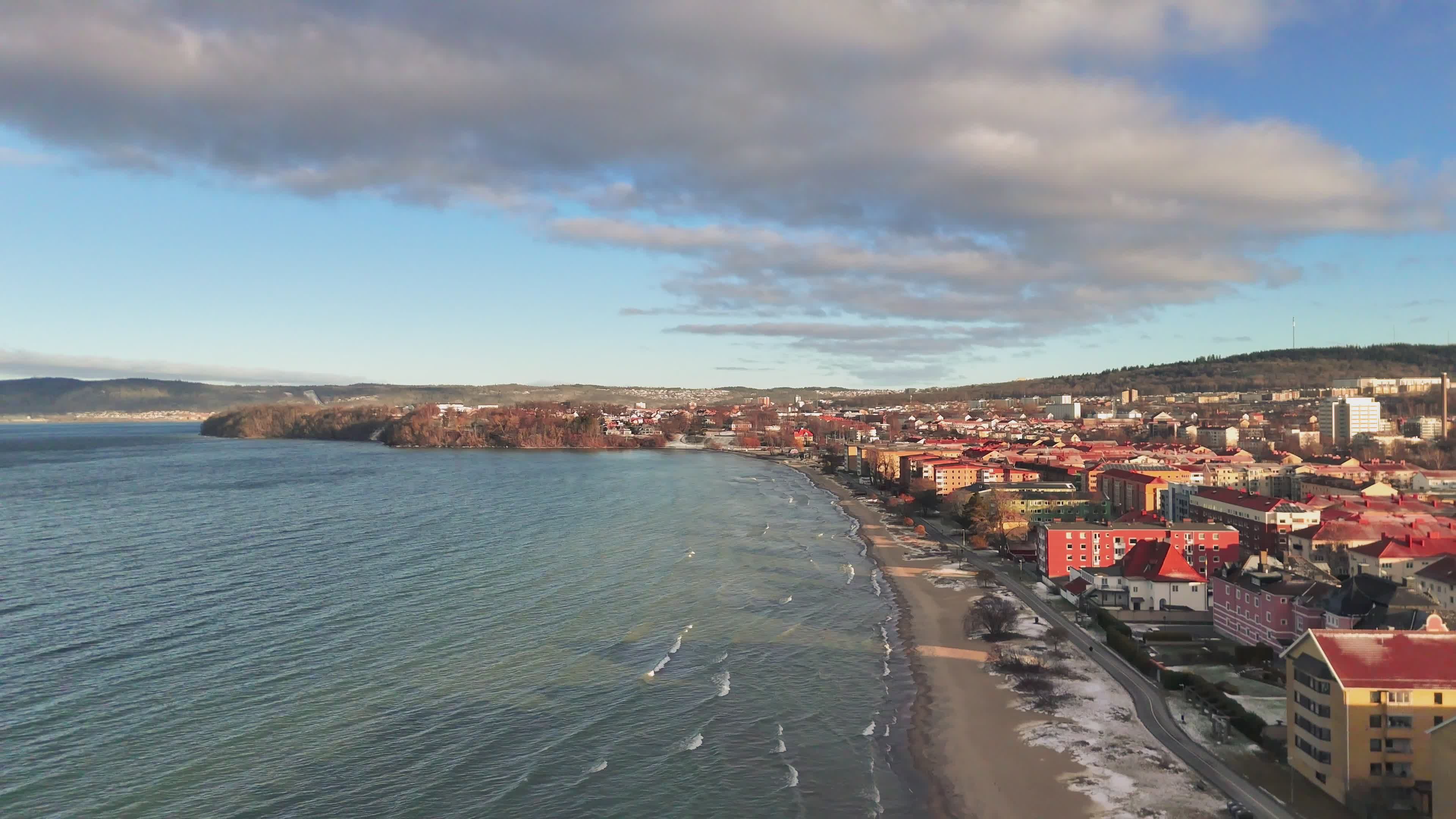 Aerial View of Vibrant Coastal City Skyline Free Stock Video Footage ...
