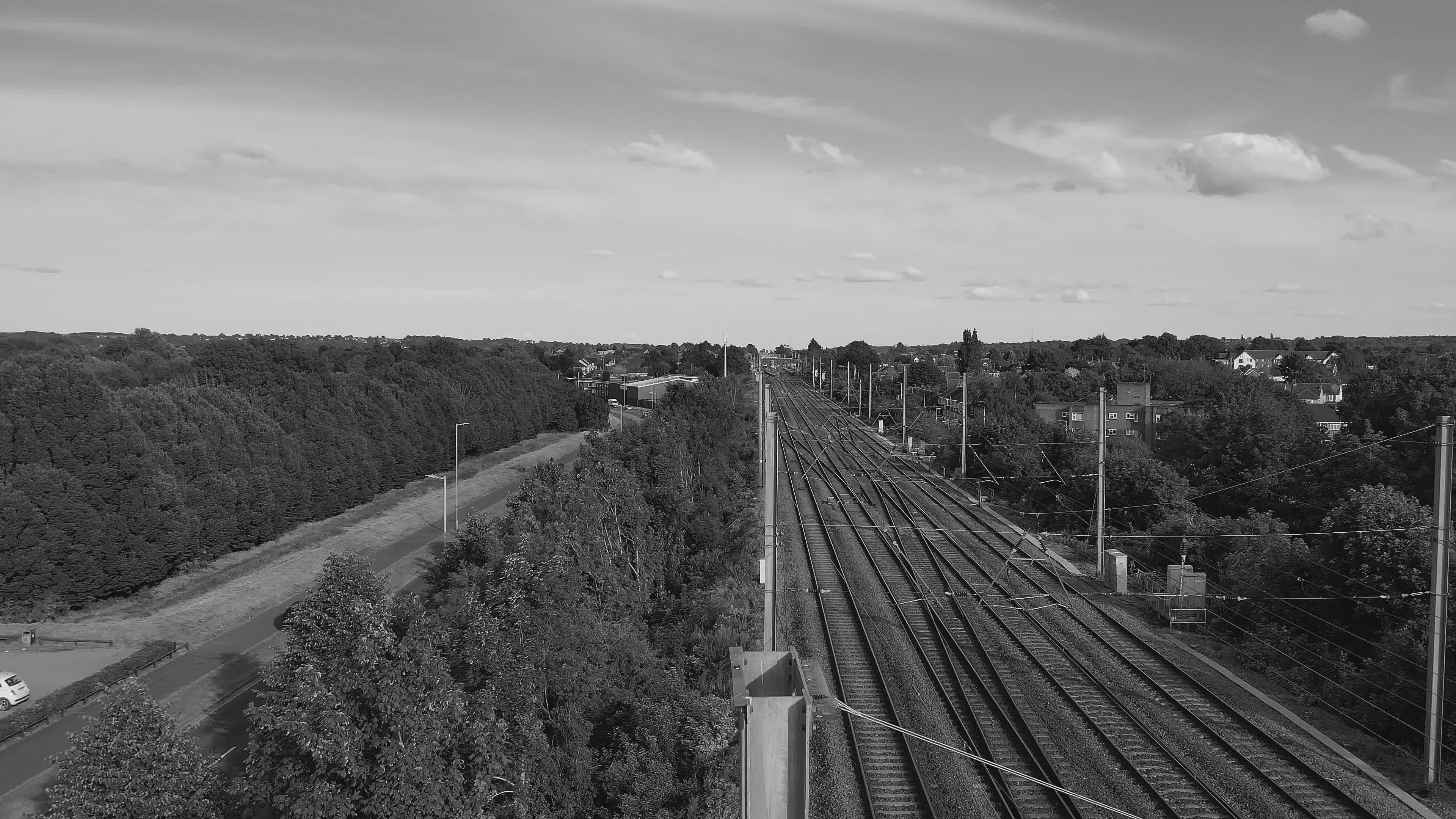 Aerial View of Railway Tracks through Forest Free Stock Video Footage ...