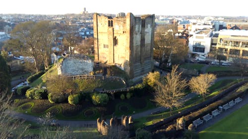 Aerial Footage Of Guildford Castle In London