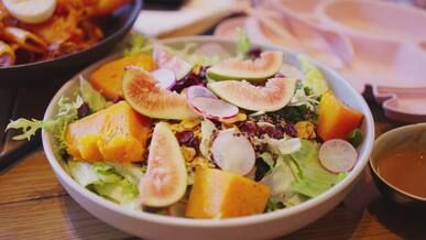 colorful gourmet salad with fresh ingredients