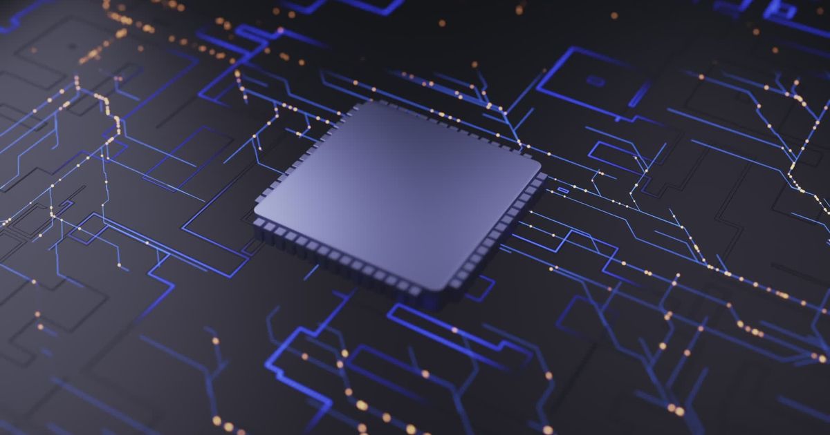 futuristic circuit board with central processor 35977437