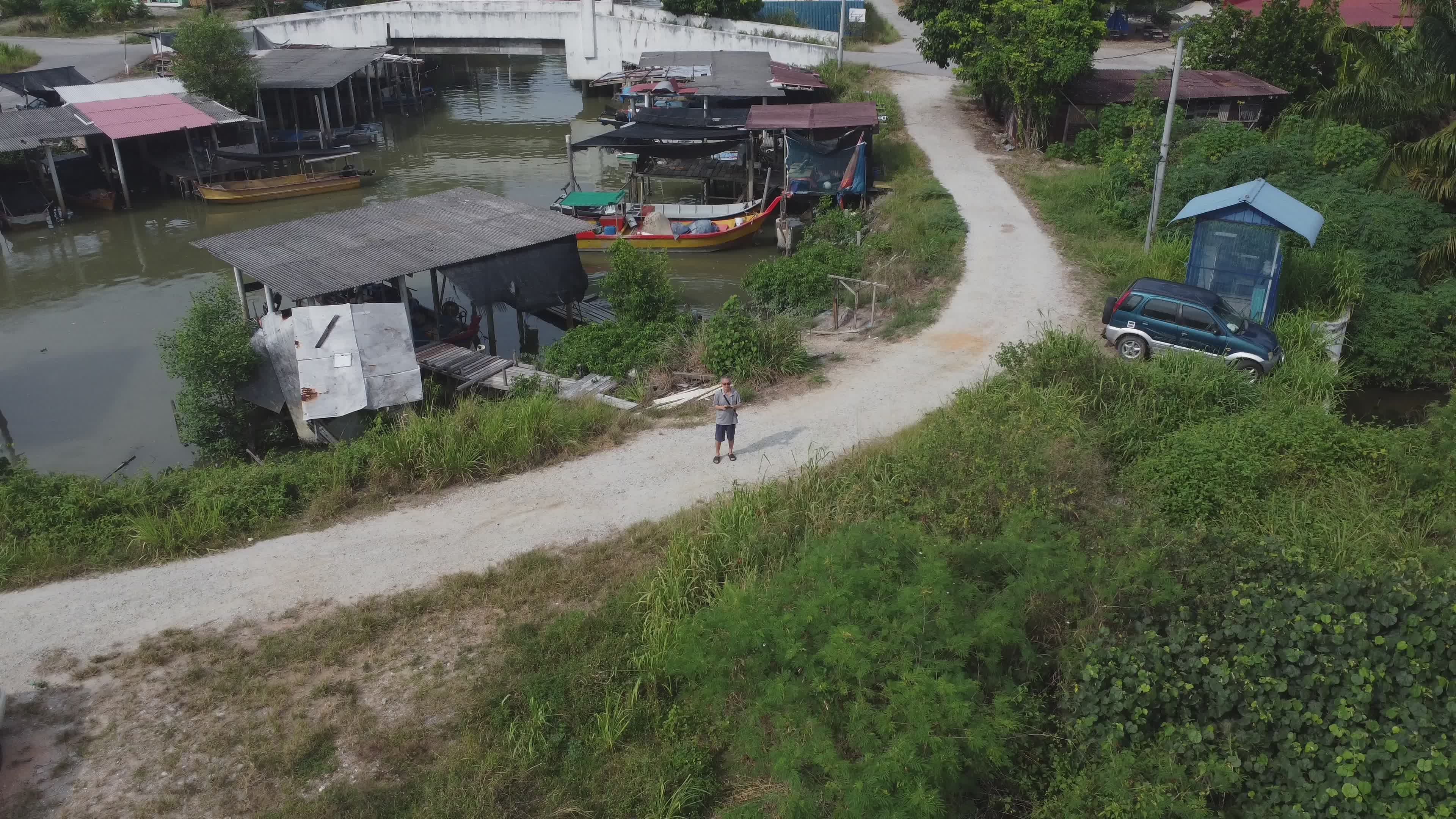 Aerial View of Rural Fishing Village Pathway Free Stock Video Footage ...