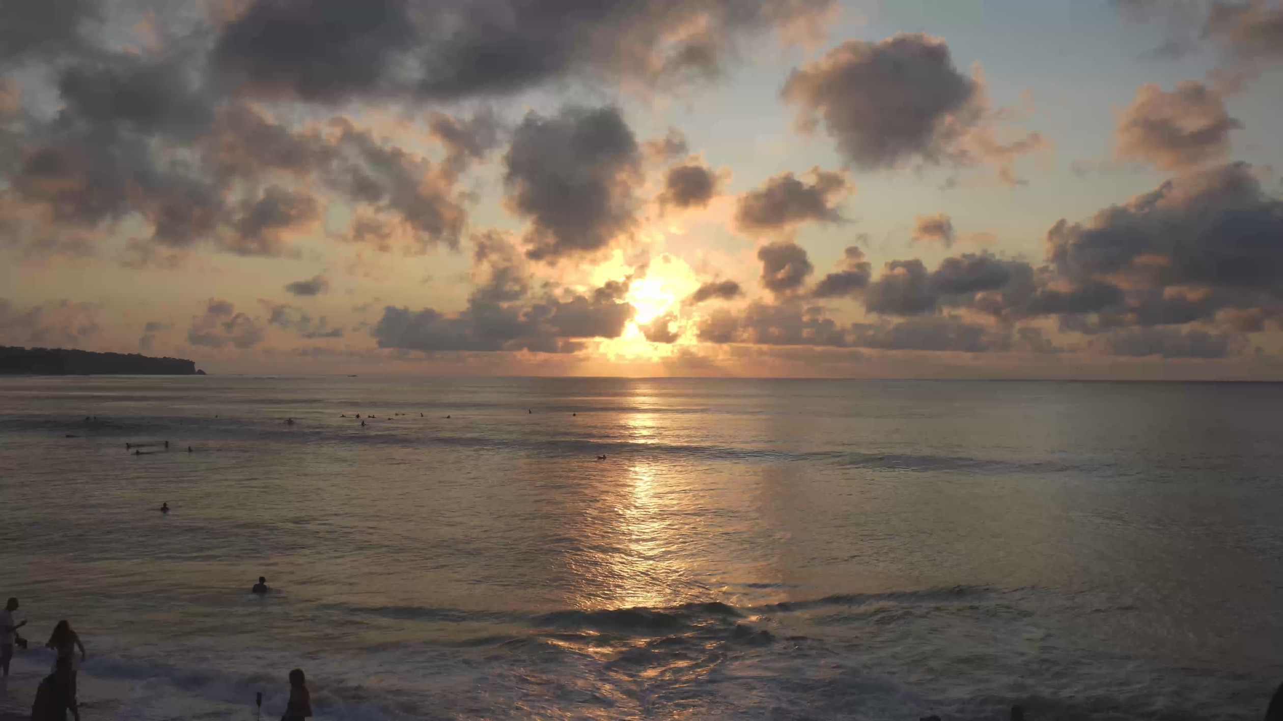 Scenic Beach Sunset with Surfing Silhouettes Free Stock Video Footage ...