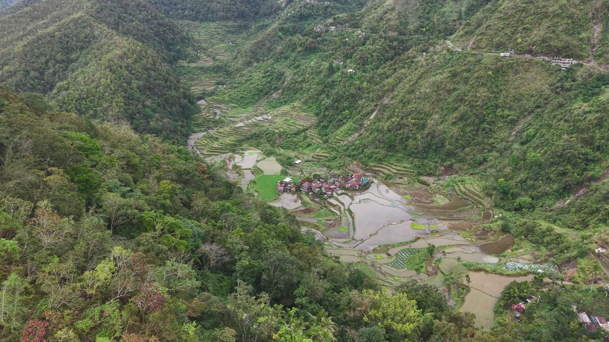 Breathtaking Aerial View of Banaue Rice Terraces Free Stock Video ...