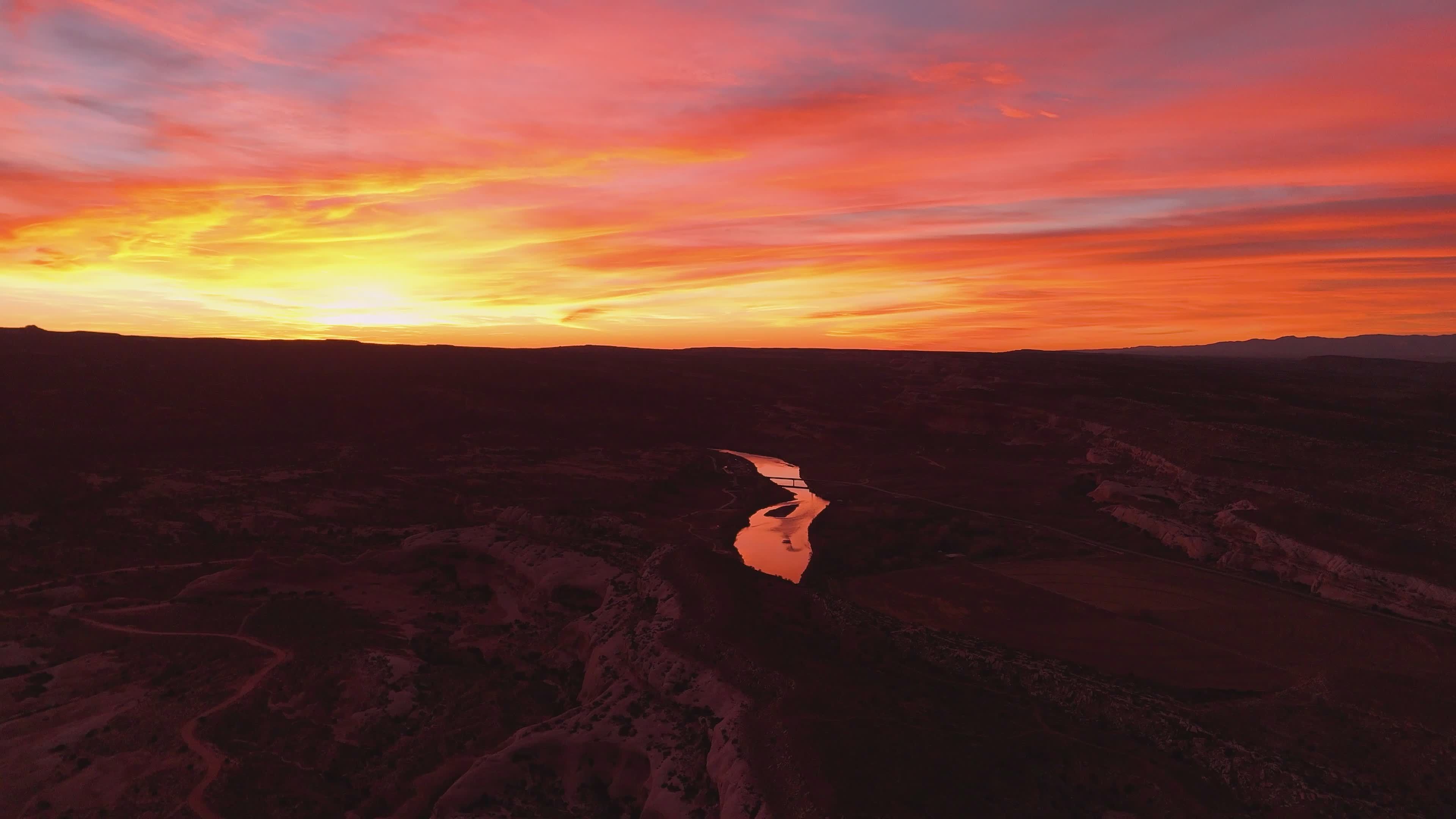 Captivating Sunset over Desert River Canyon Free Stock Video Footage ...